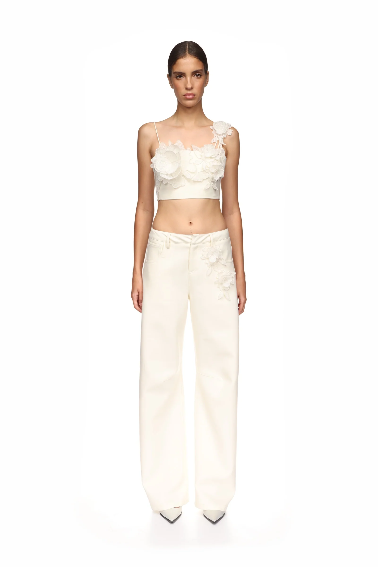 LACE ROSE EMBROIDERED CROP TOP - Image 2