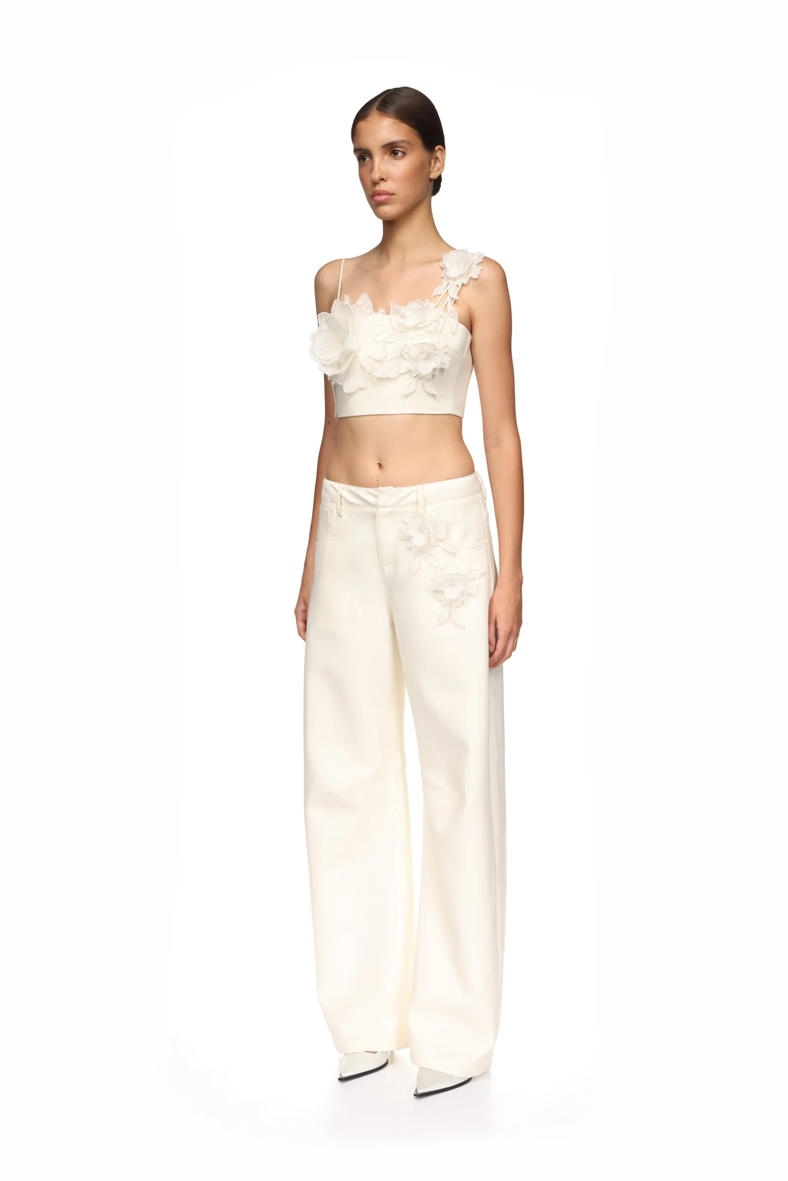 LACE ROSE EMBROIDERED CROP TOP - Image 3