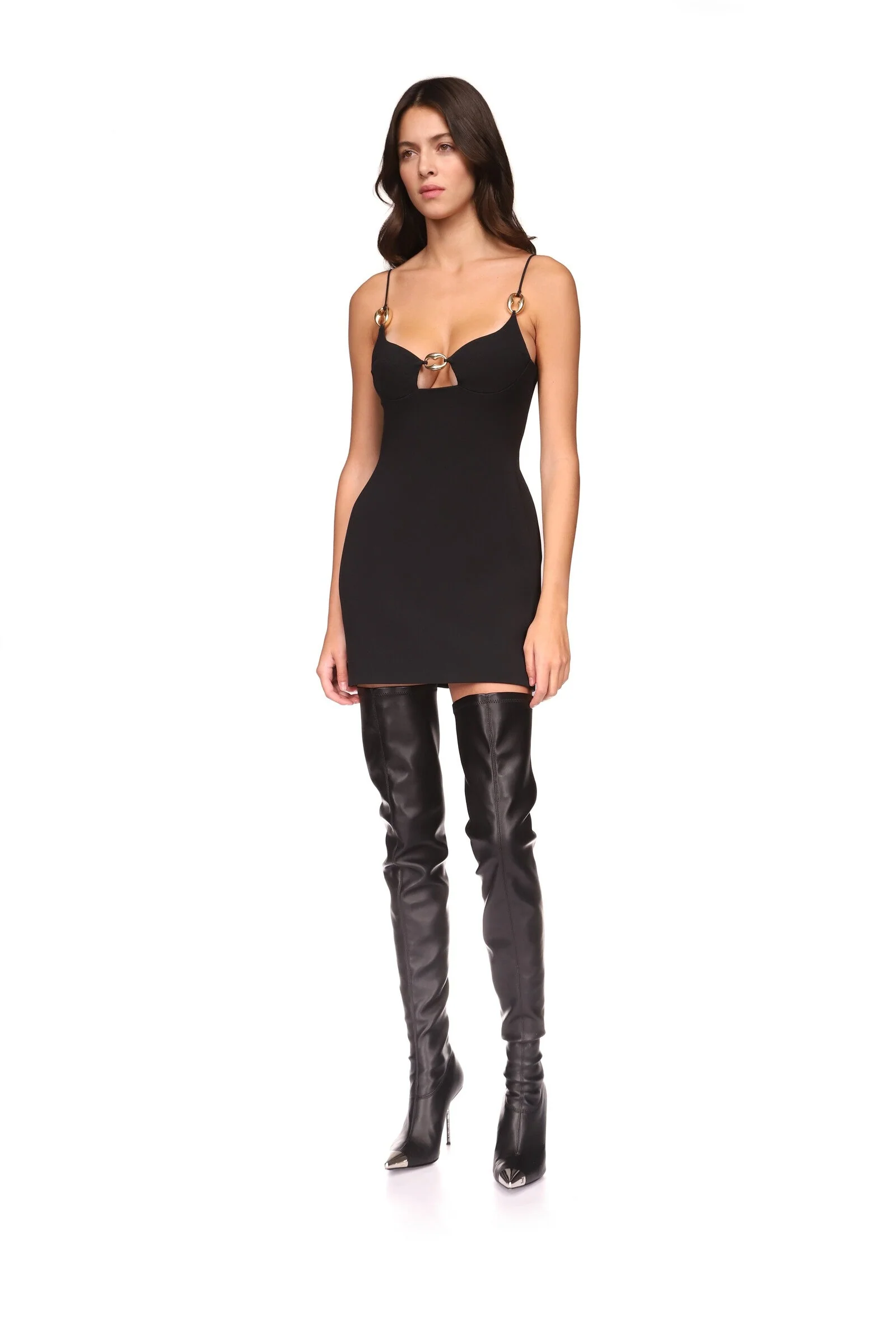 GOGGLE BUCKLE CAMI MINI DRESS IN ORANGE - Image 3