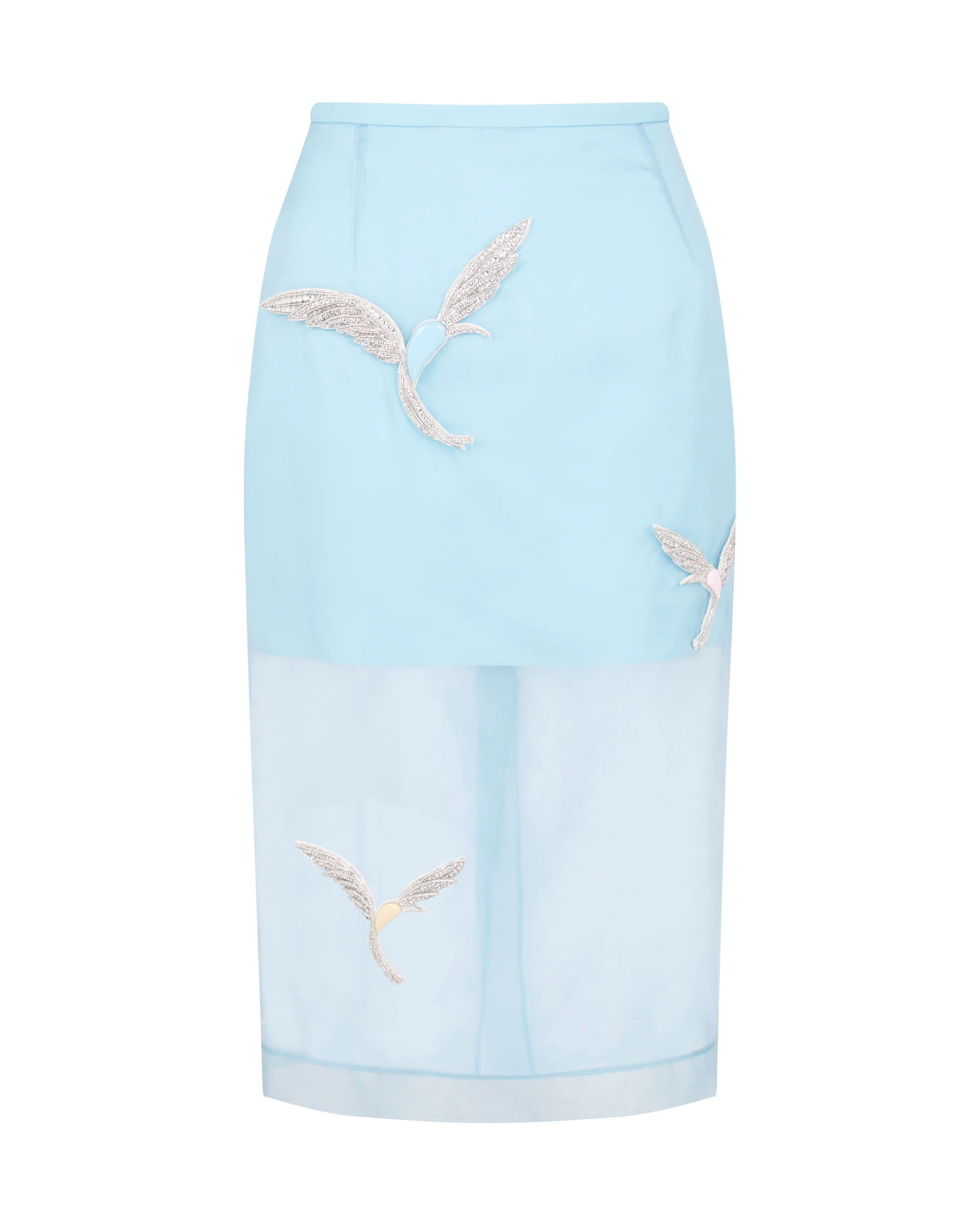ORGANZA MIDI SKIRT WITH CRYSTAL HUMMINGBIRDS