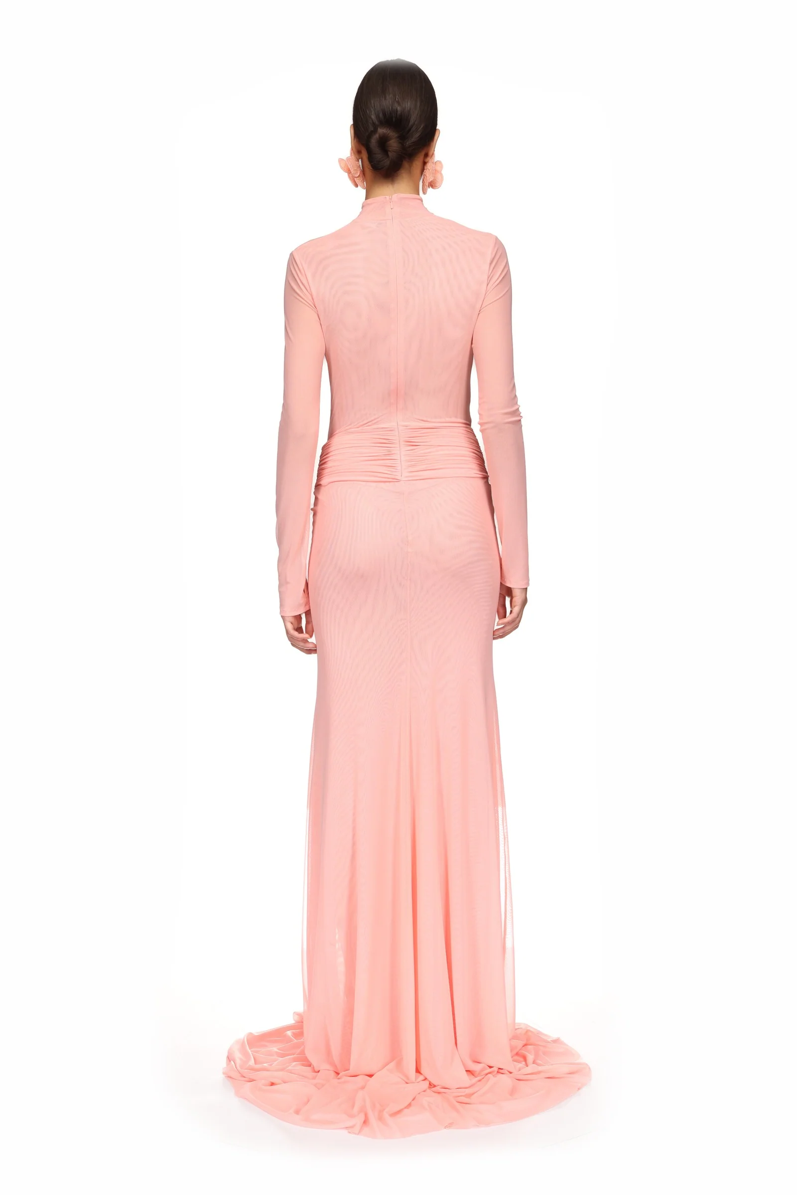 LACE FLOWER PLUNGE GOWN IN BLACK - Image 5