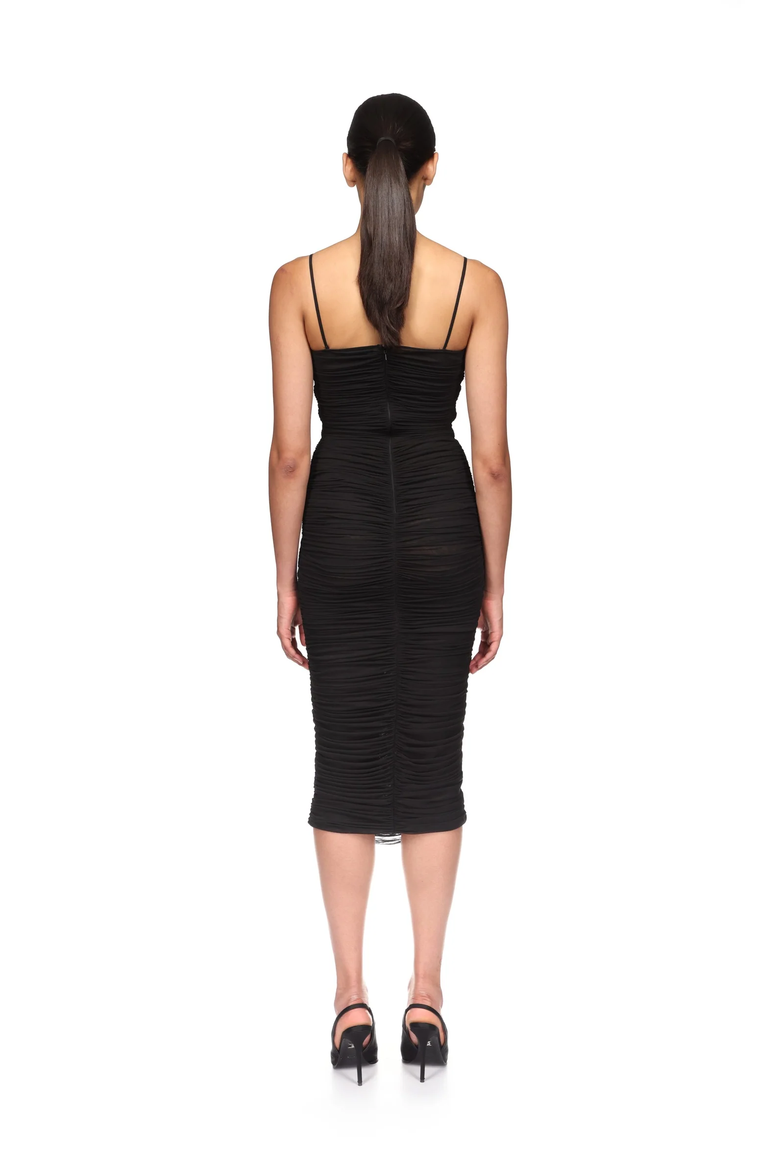 LACE ROSE EMBROIDERED RUCHED MIDI DRESS - Image 5
