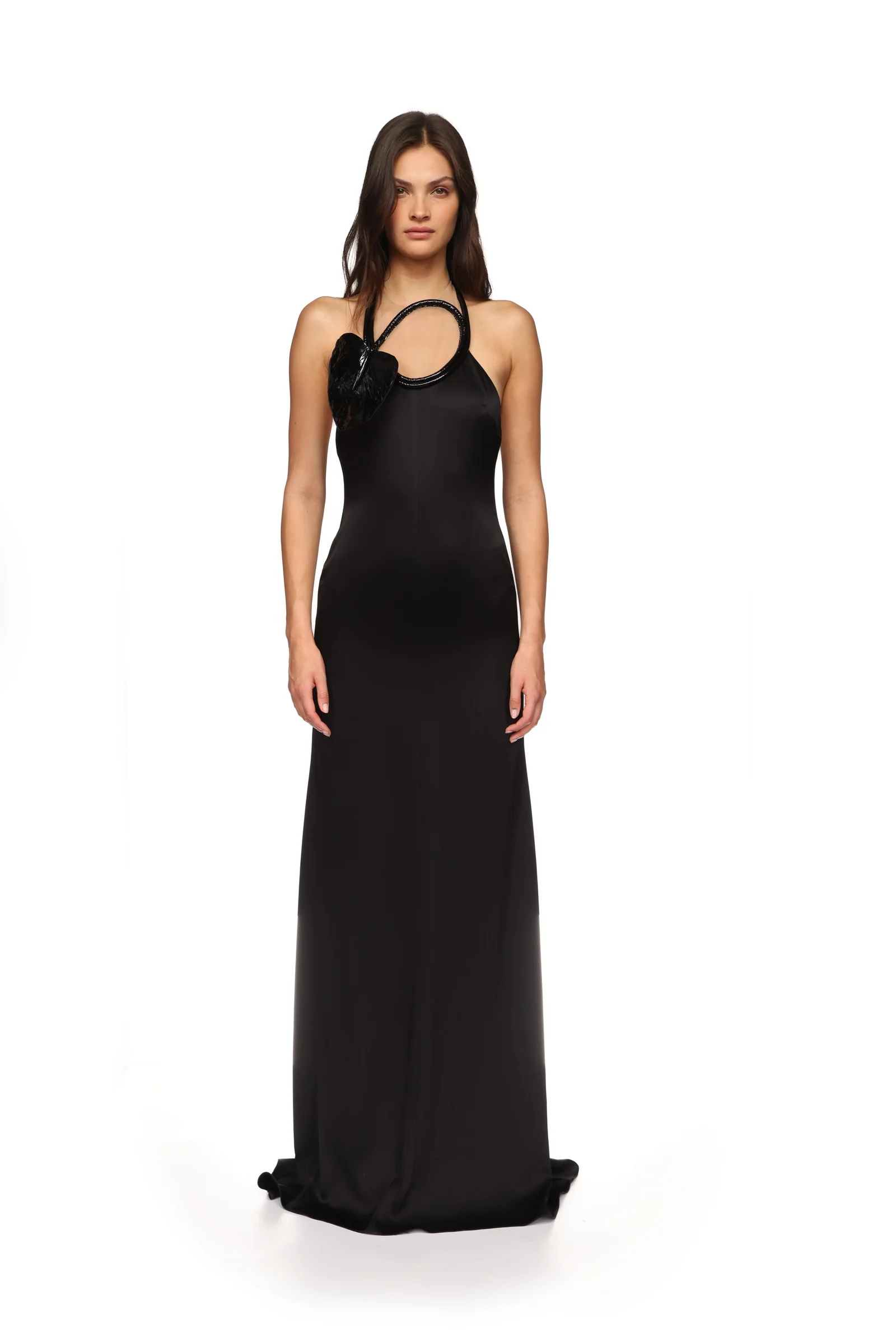 LEATHER LEAF HALTER NECK GOWN - Image 2