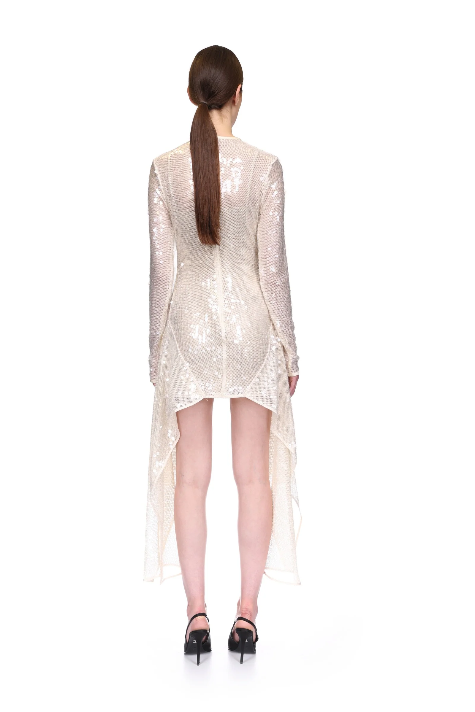 LONG SLEEVE ASYMMETRIC HEM SEQUIN DRESS - Image 5
