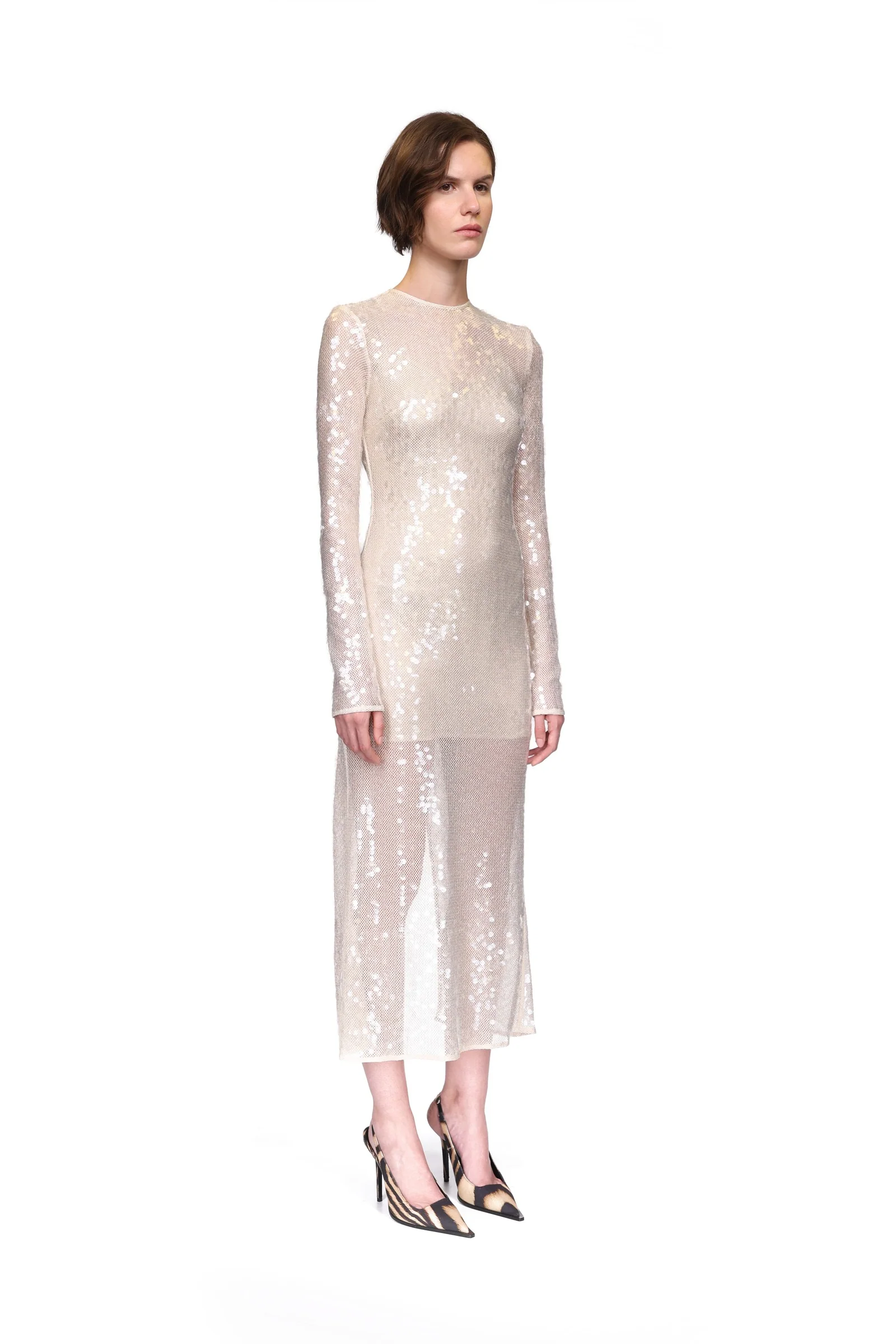 LONG SLEEVED SEQUIN MIDI DRESS - Image 4