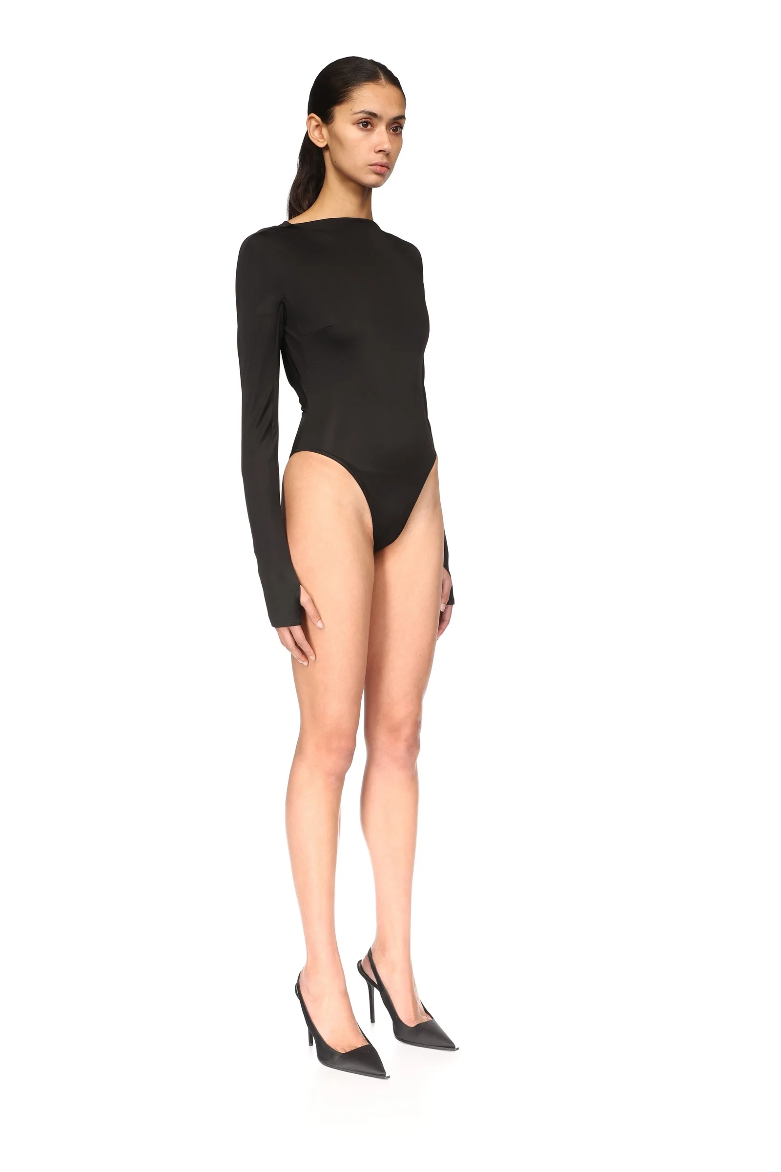 OPEN BACK BODYSUIT IN BLACK - Image 4