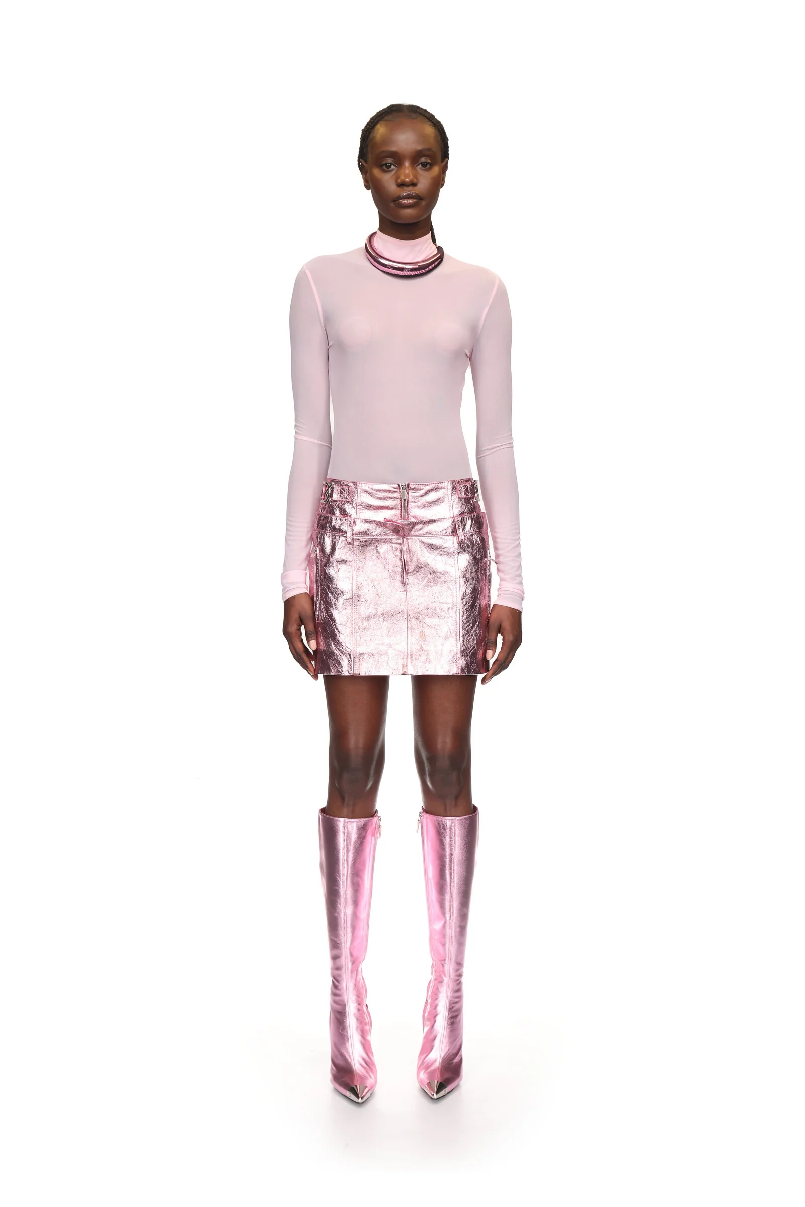 METALLIC LEATHER MINI SKIRT - Image 2