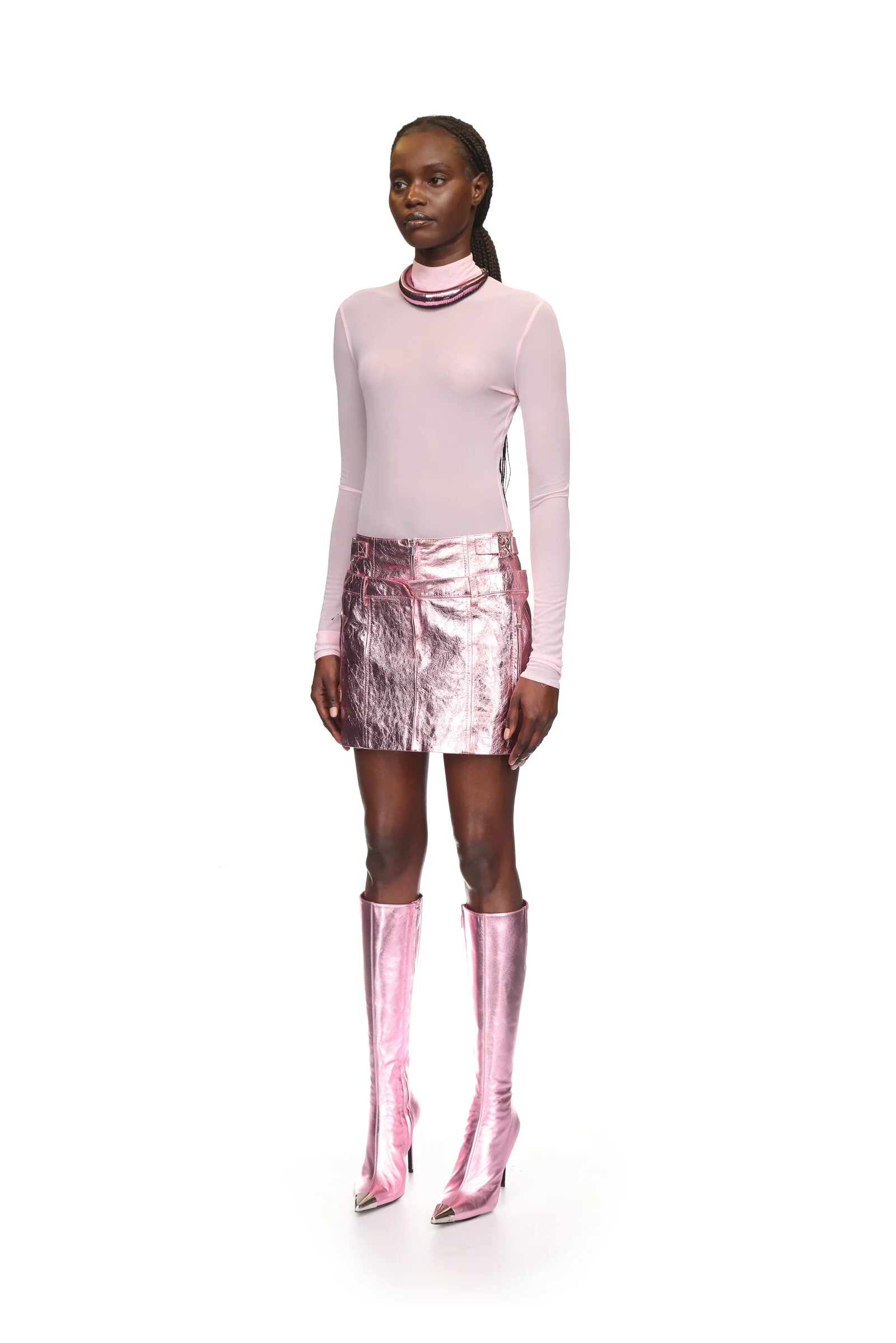 METALLIC LEATHER MINI SKIRT - Image 3