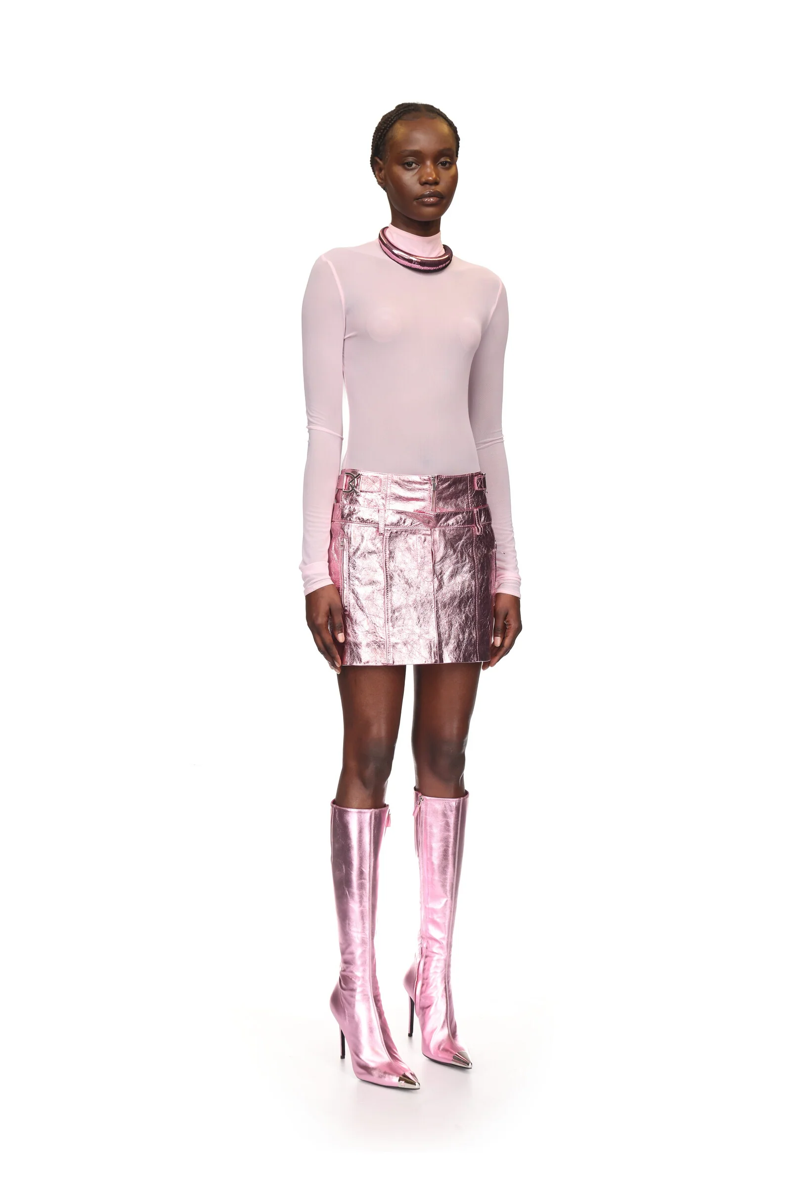 METALLIC LEATHER MINI SKIRT - Image 4