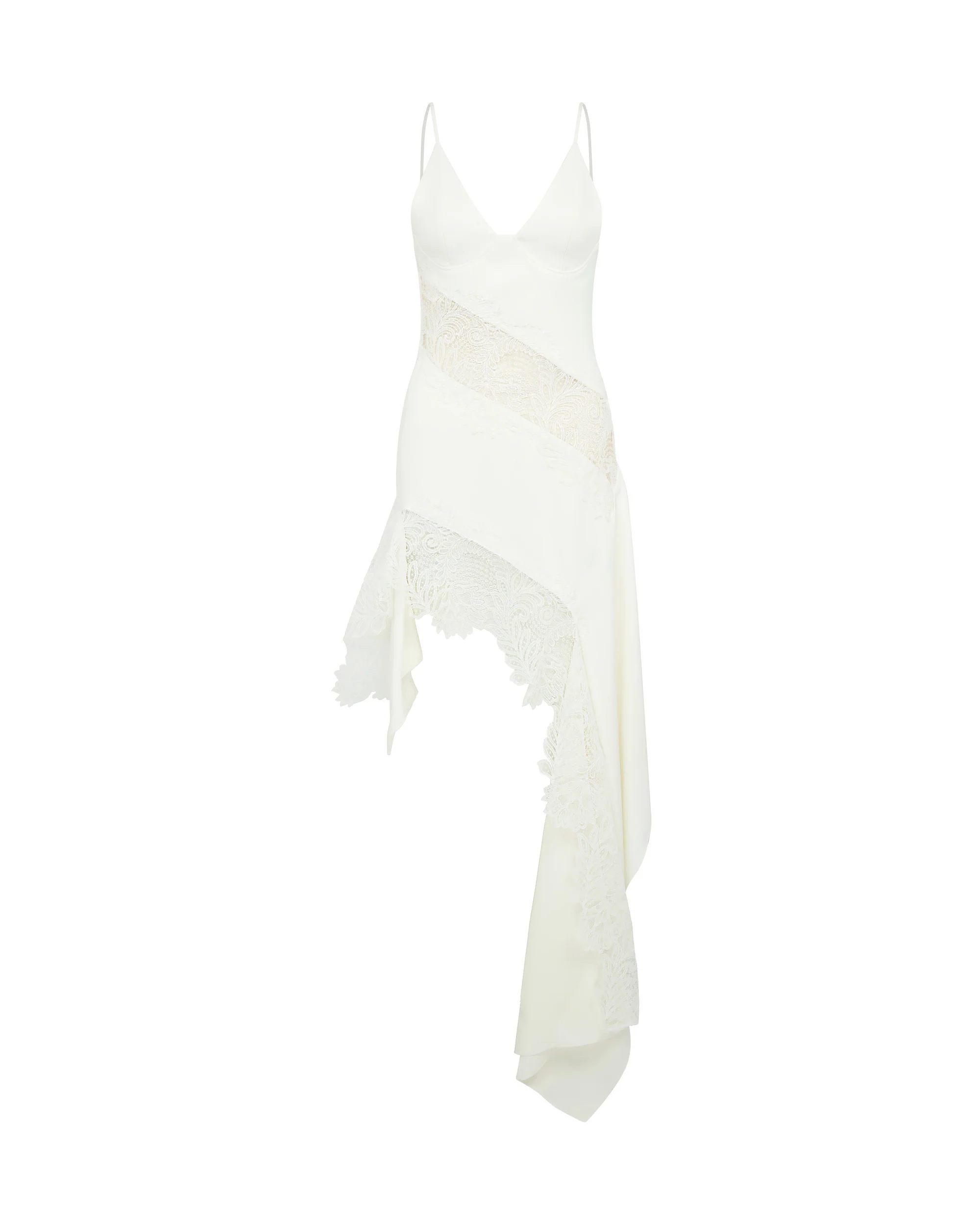 ASYMMETRIC LACE INSERT DRESS