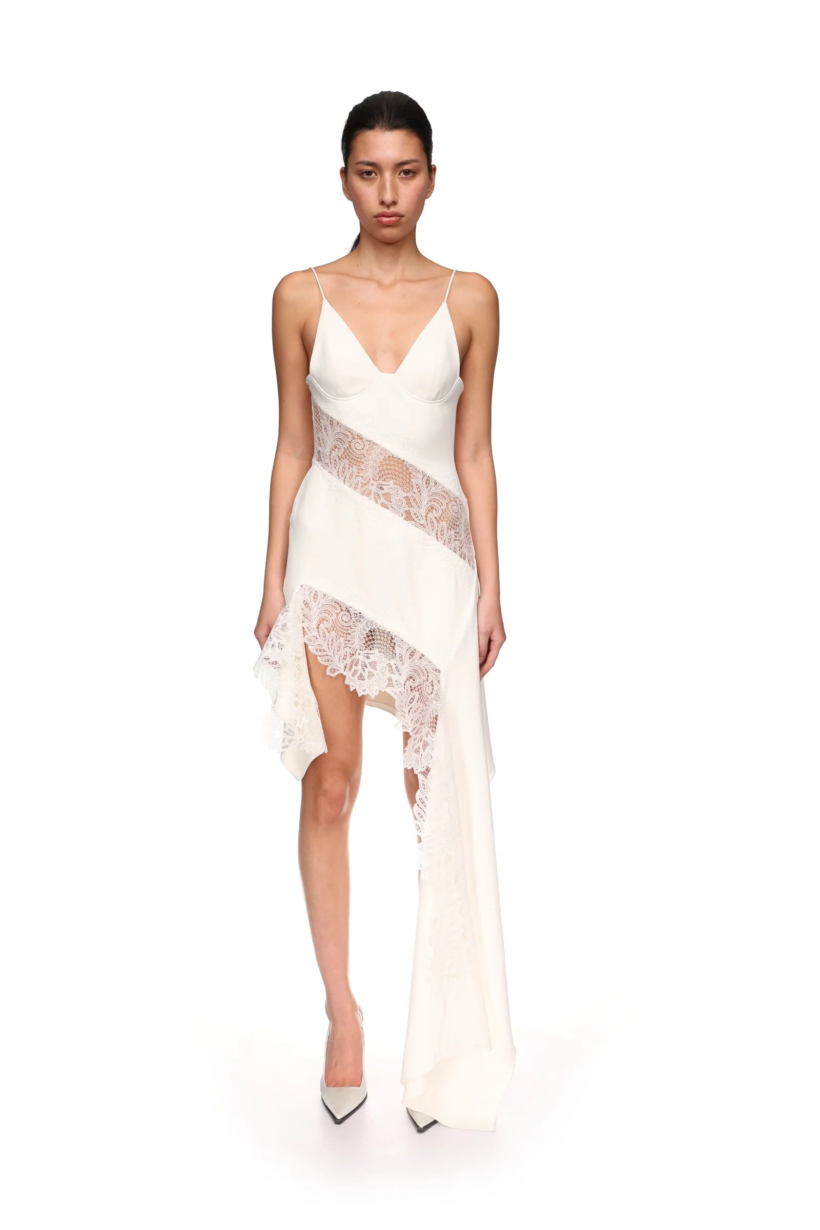 ASYMMETRIC LACE INSERT DRESS - Image 2
