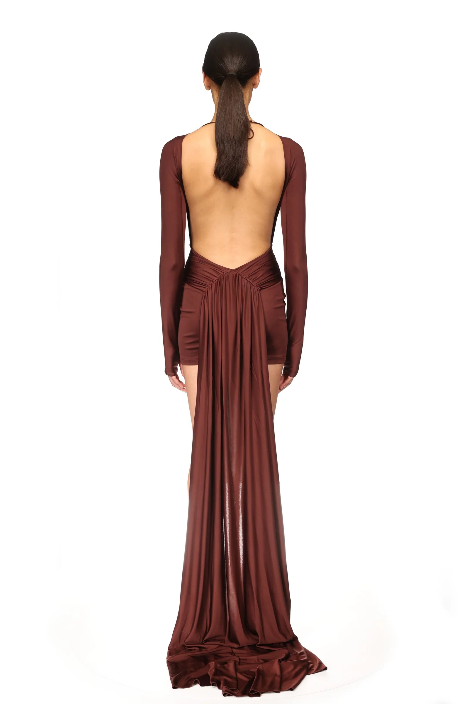 GATHER DETAIL AND TRAIN MINI DRESS - Image 5