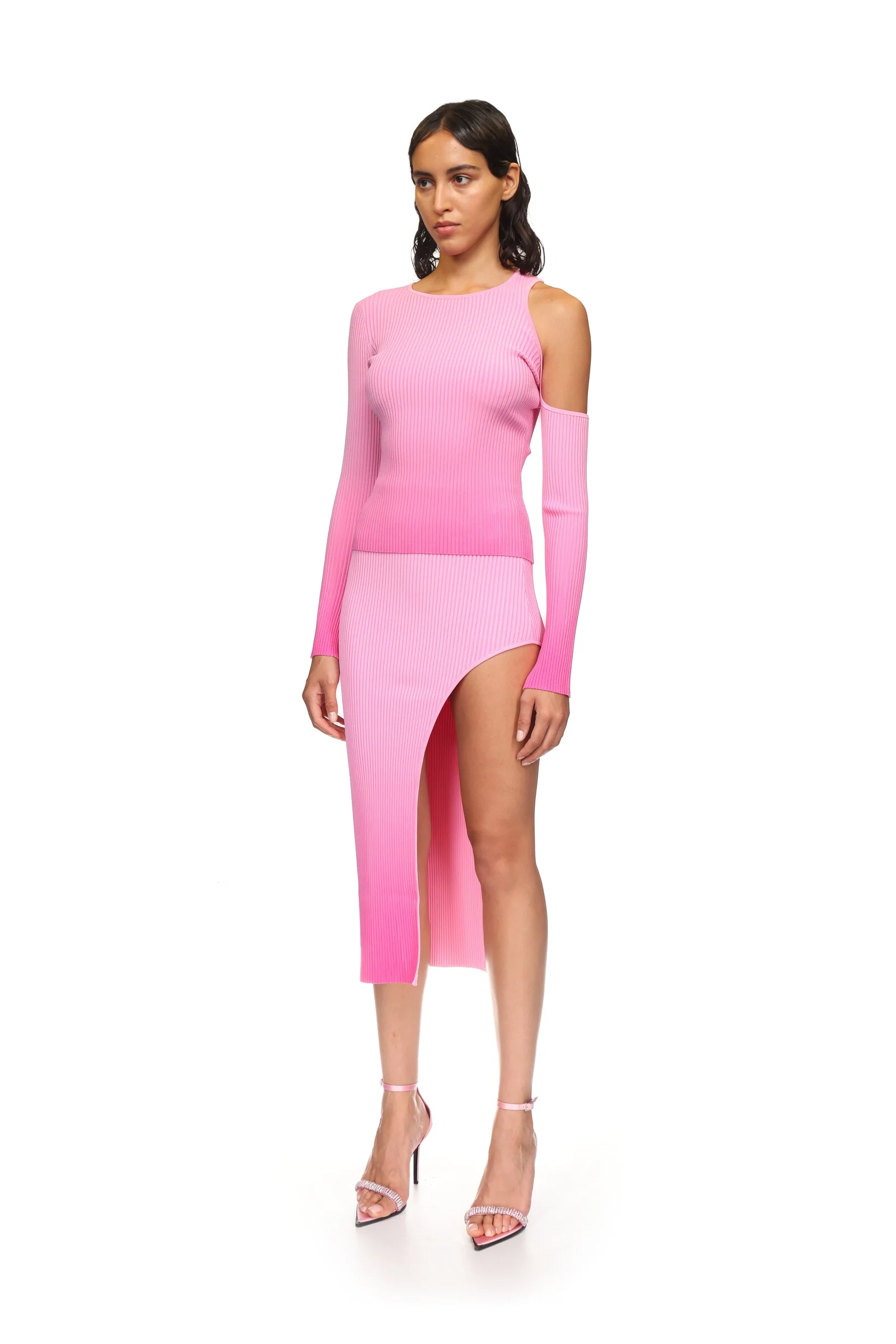 OPEN LEG KNIT MIDI SKIRT - Image 3