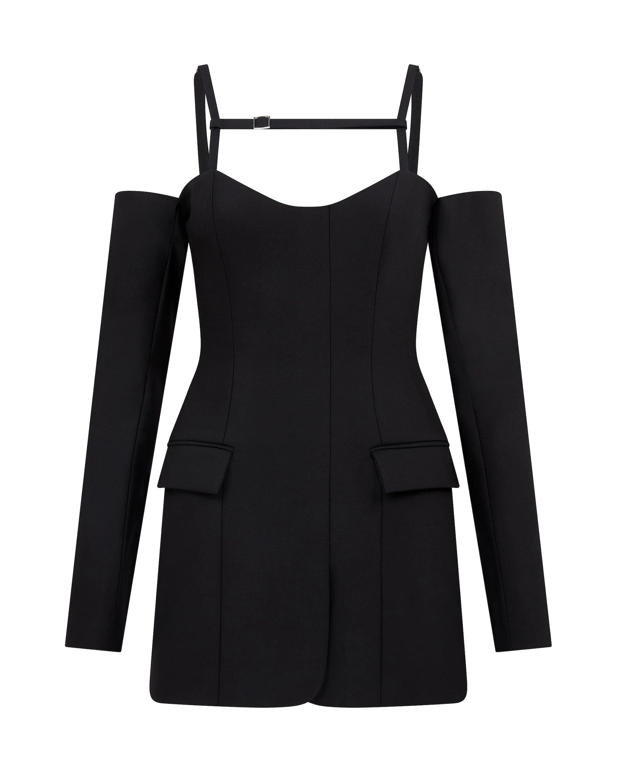 OPEN SHOULDER LONG SLEEVE MINI DRESS