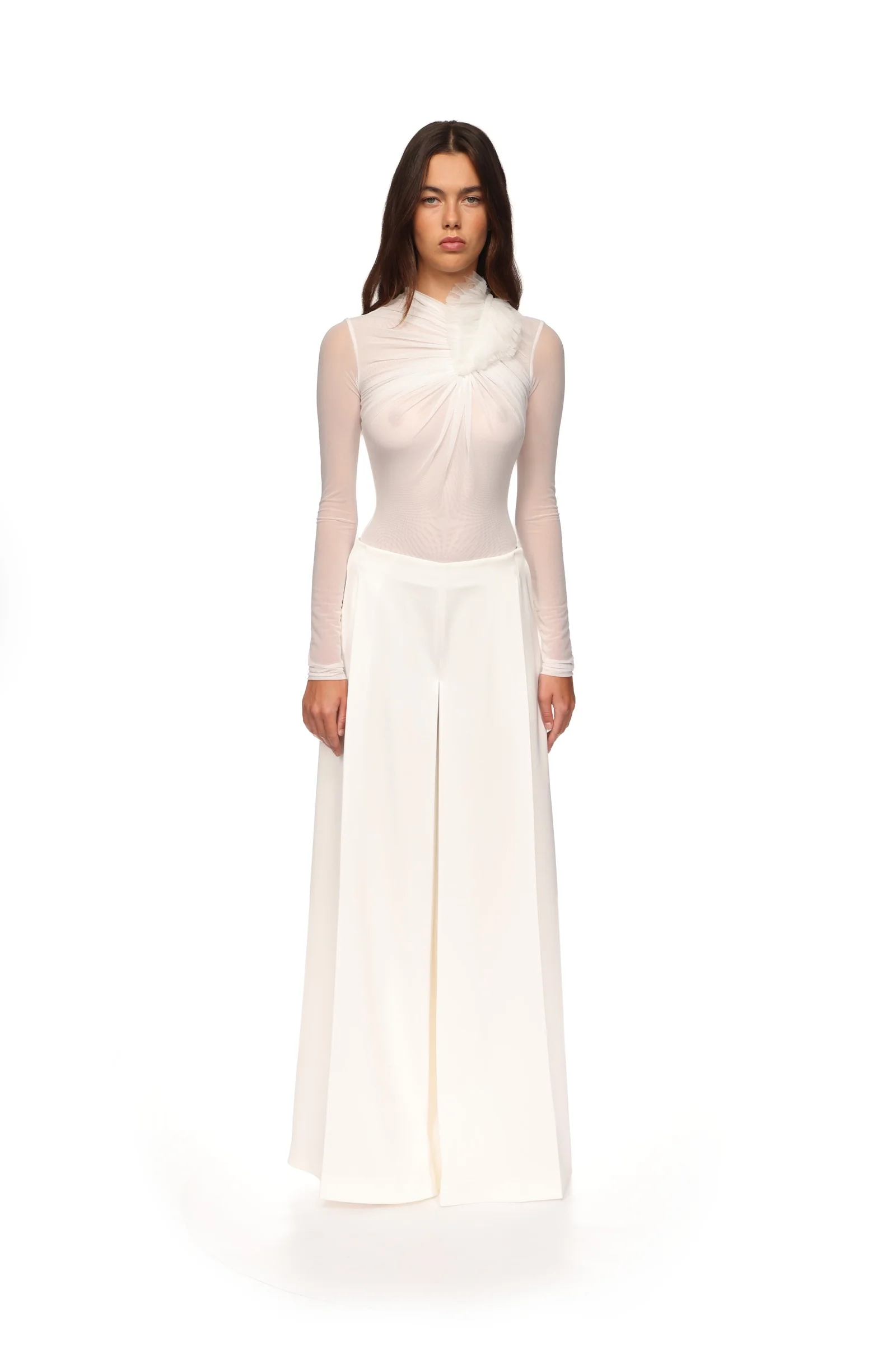 WIDE LEG FLOWY TROUSERS IN WHITE - Image 2