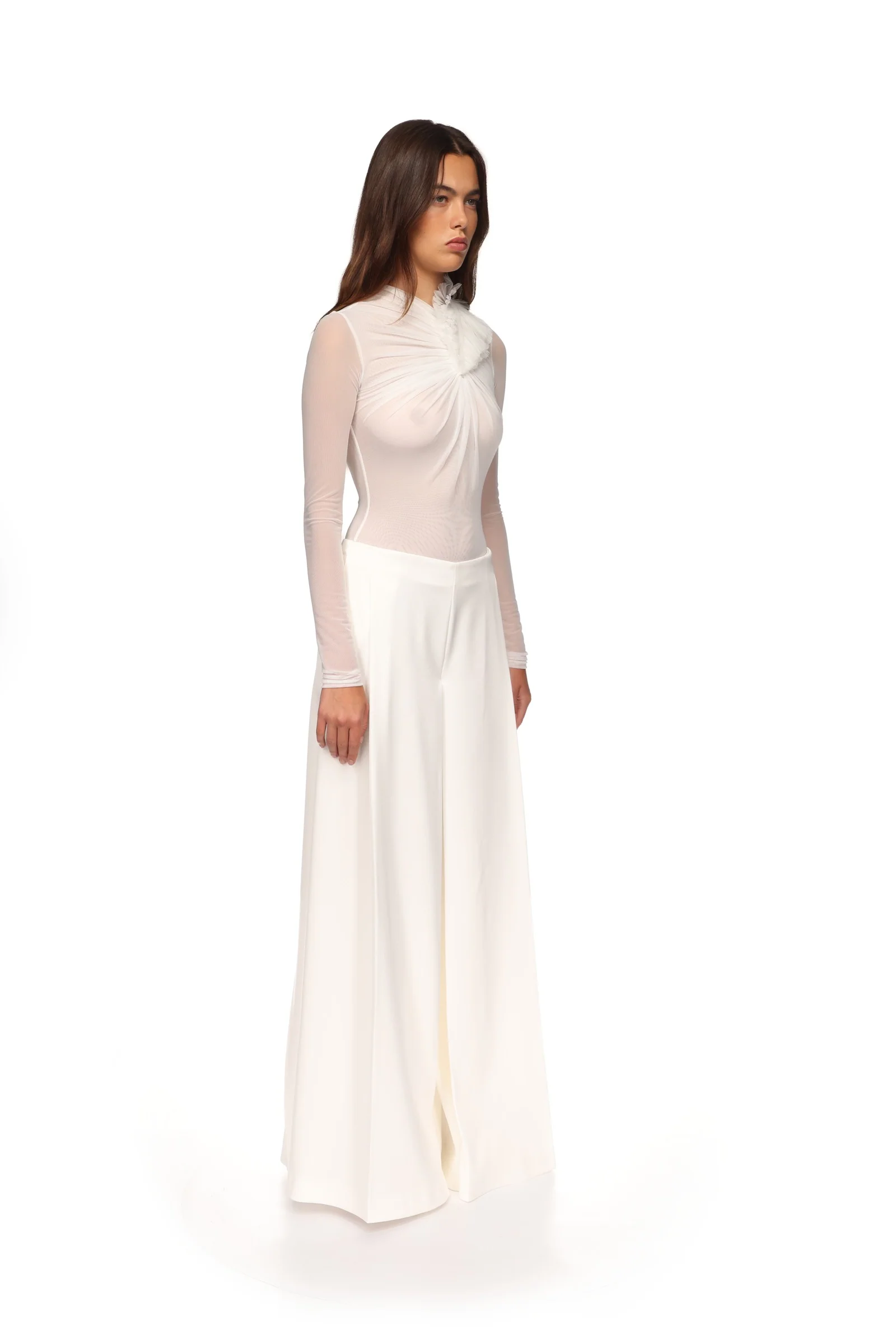 WIDE LEG FLOWY TROUSERS IN WHITE - Image 4