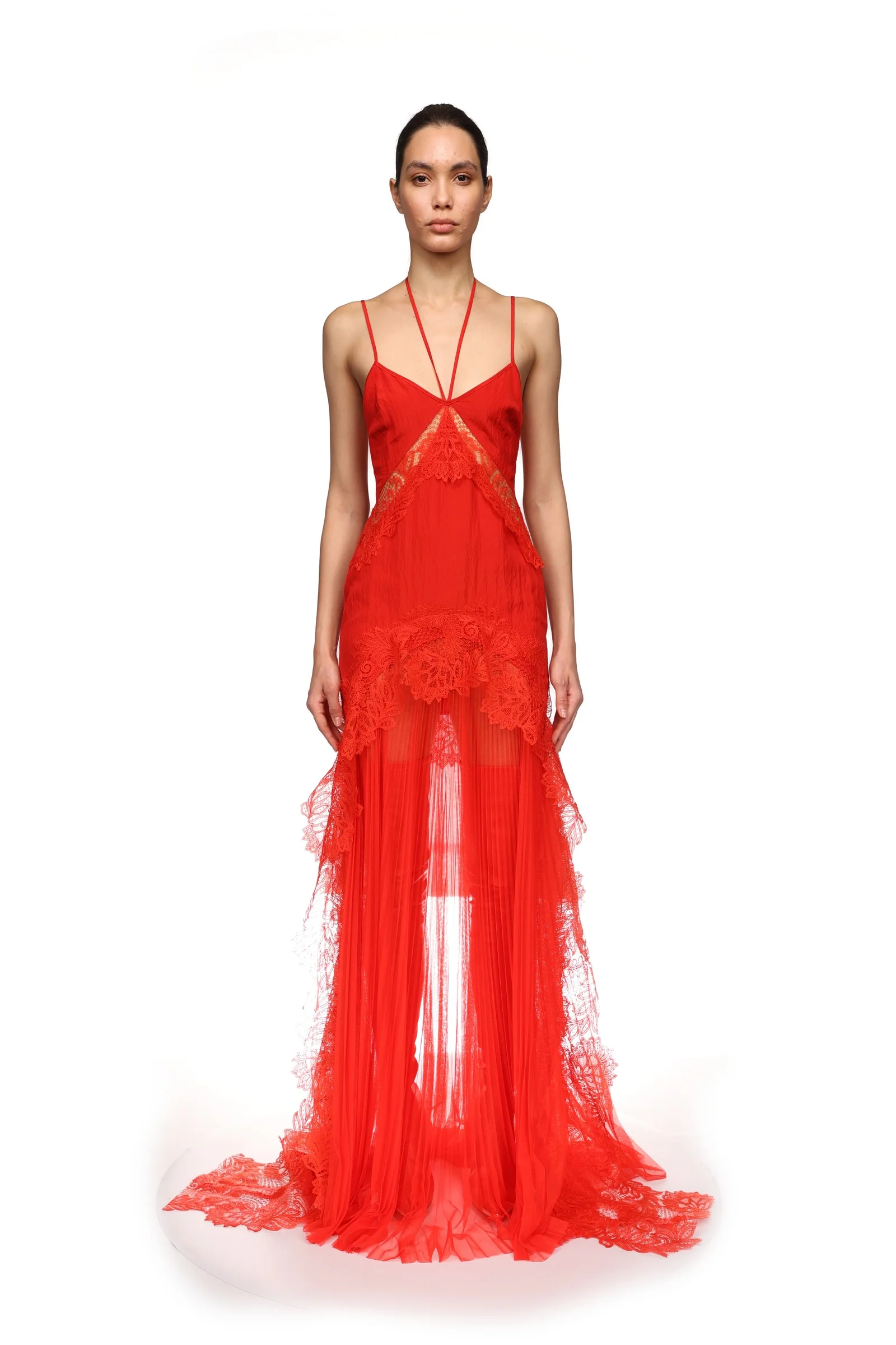 PLEATED SKIRT AND LACE TRIM GOWN - Image 2