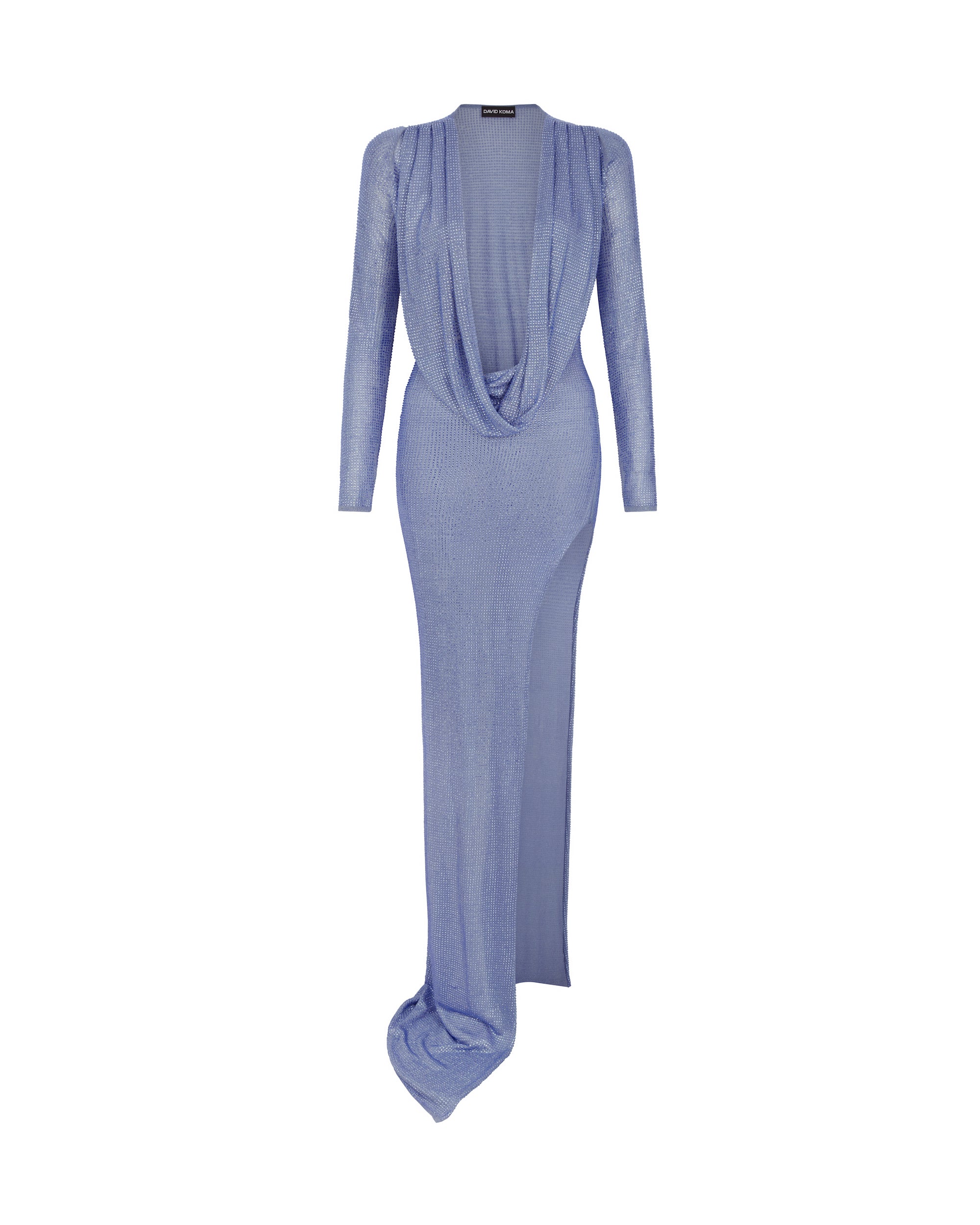 PLUNGE NECKLINE RHINESTONE GOWN