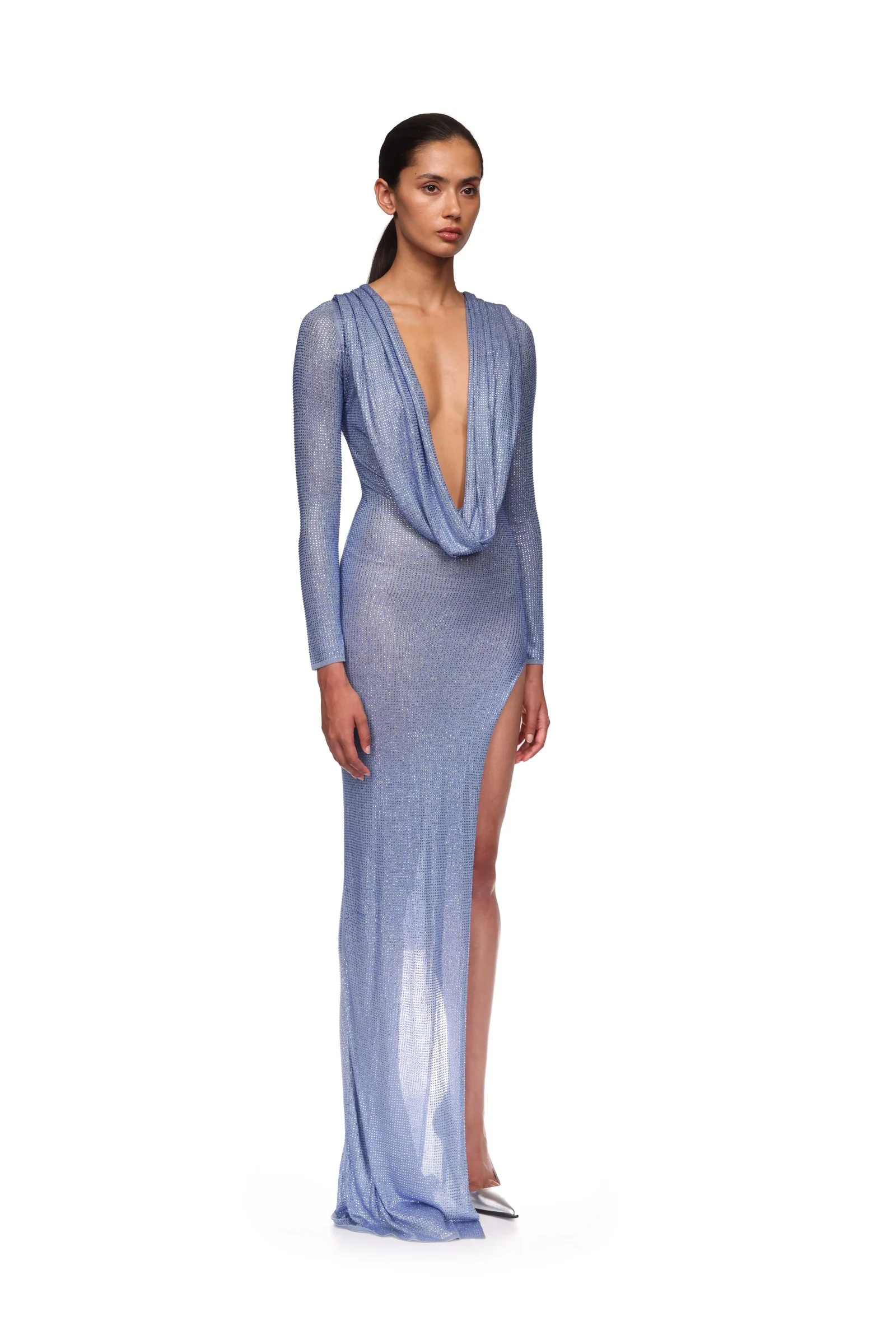 PLUNGE NECKLINE RHINESTONE GOWN - Image 4