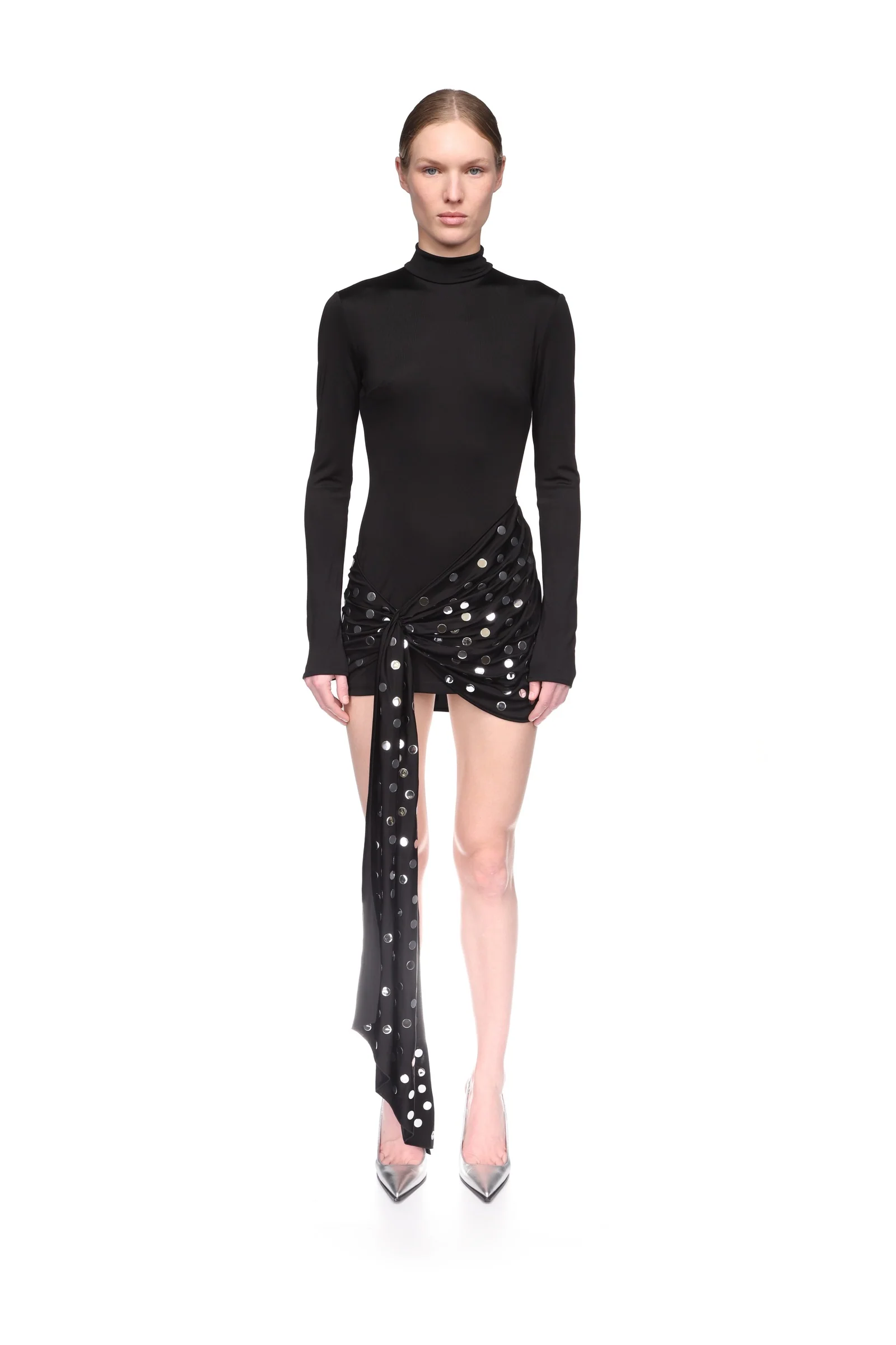 SILVER POLKA-DOTS OVERLAY MINI DRESS - Image 2