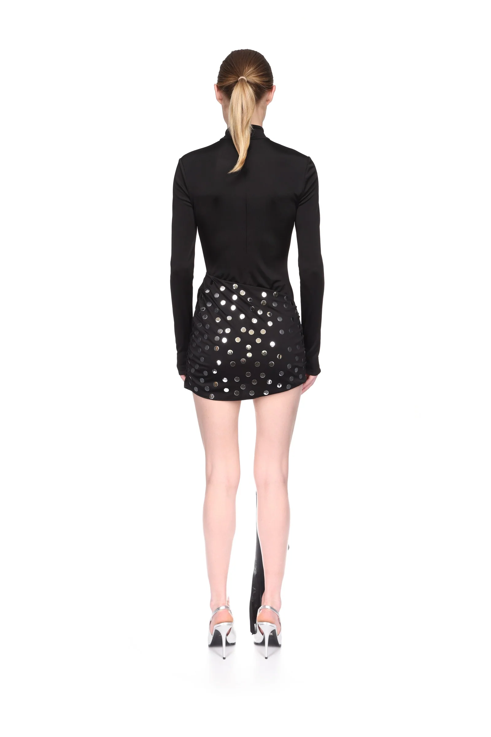 SILVER POLKA-DOTS OVERLAY MINI DRESS - Image 5