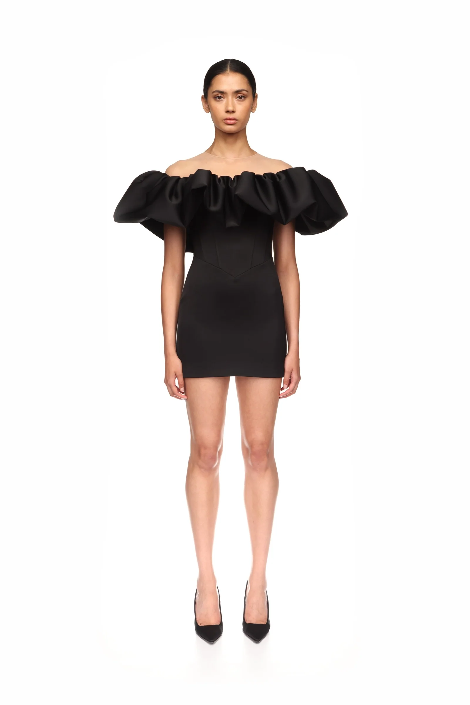 PUFF TOP DETAIL SATIN MINI DRESS - Image 2