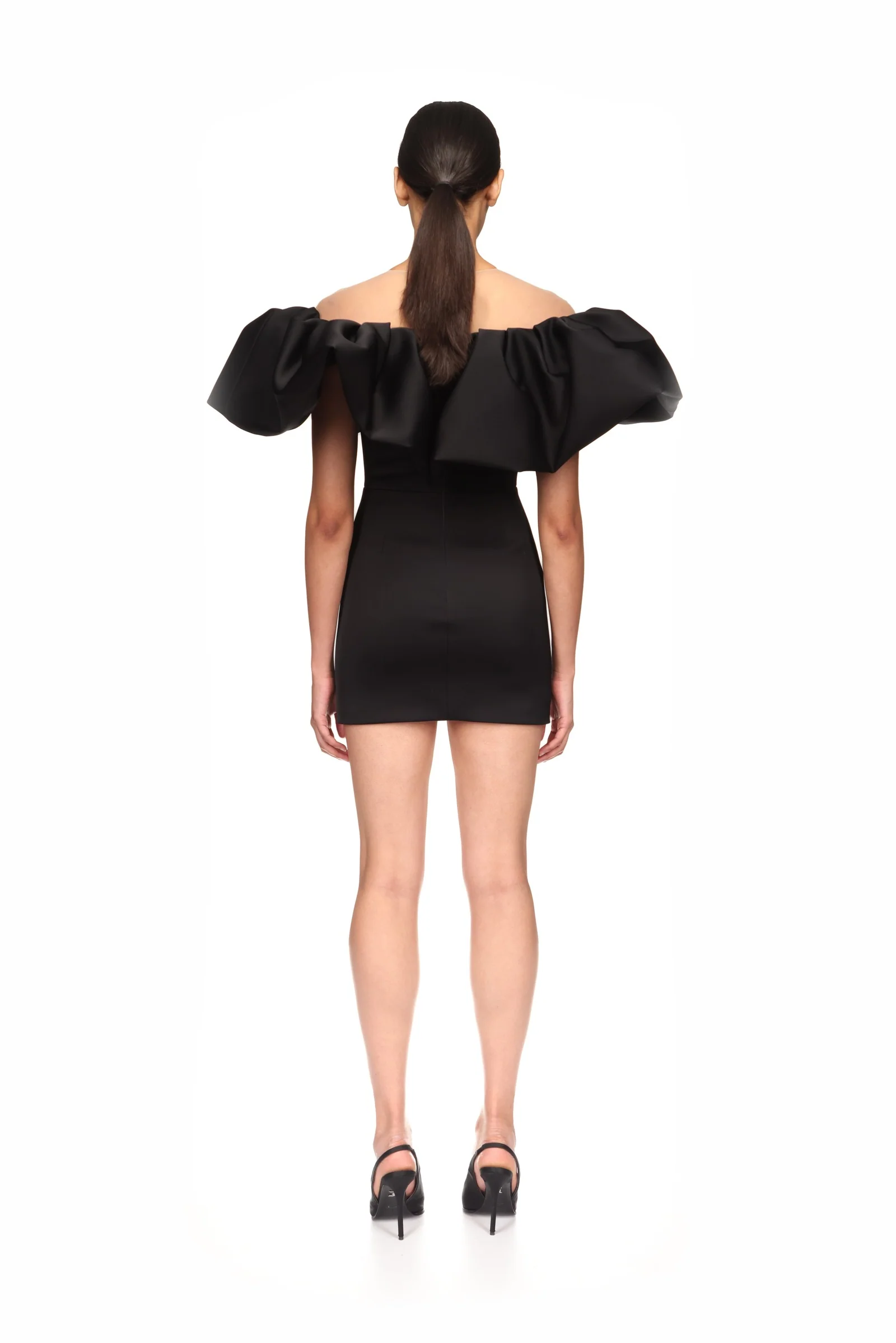 PUFF TOP DETAIL SATIN MINI DRESS - Image 5