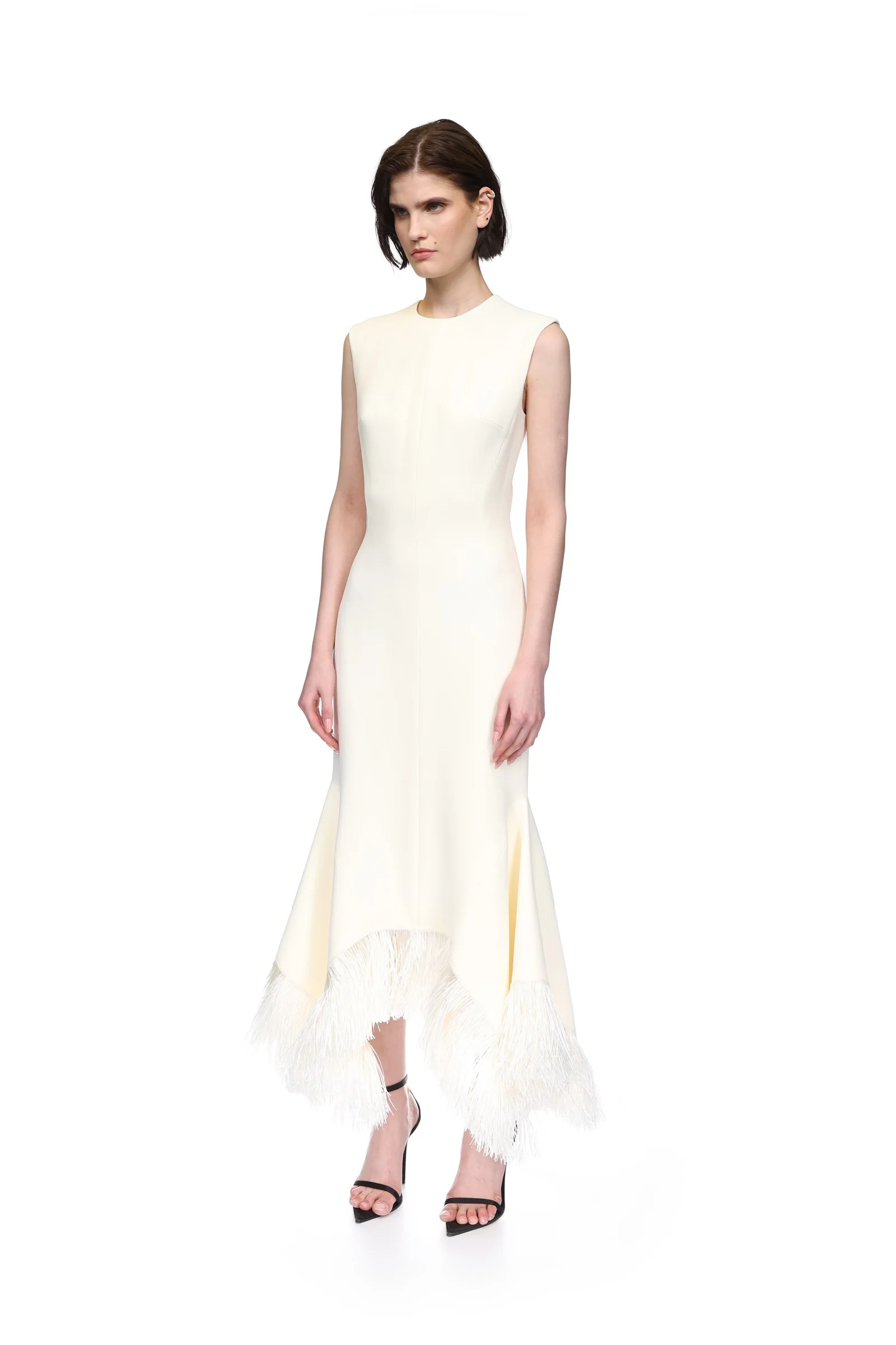 RAFFIA FRINGE AND FLOUNCE HEM MIDI DRESS - Image 3