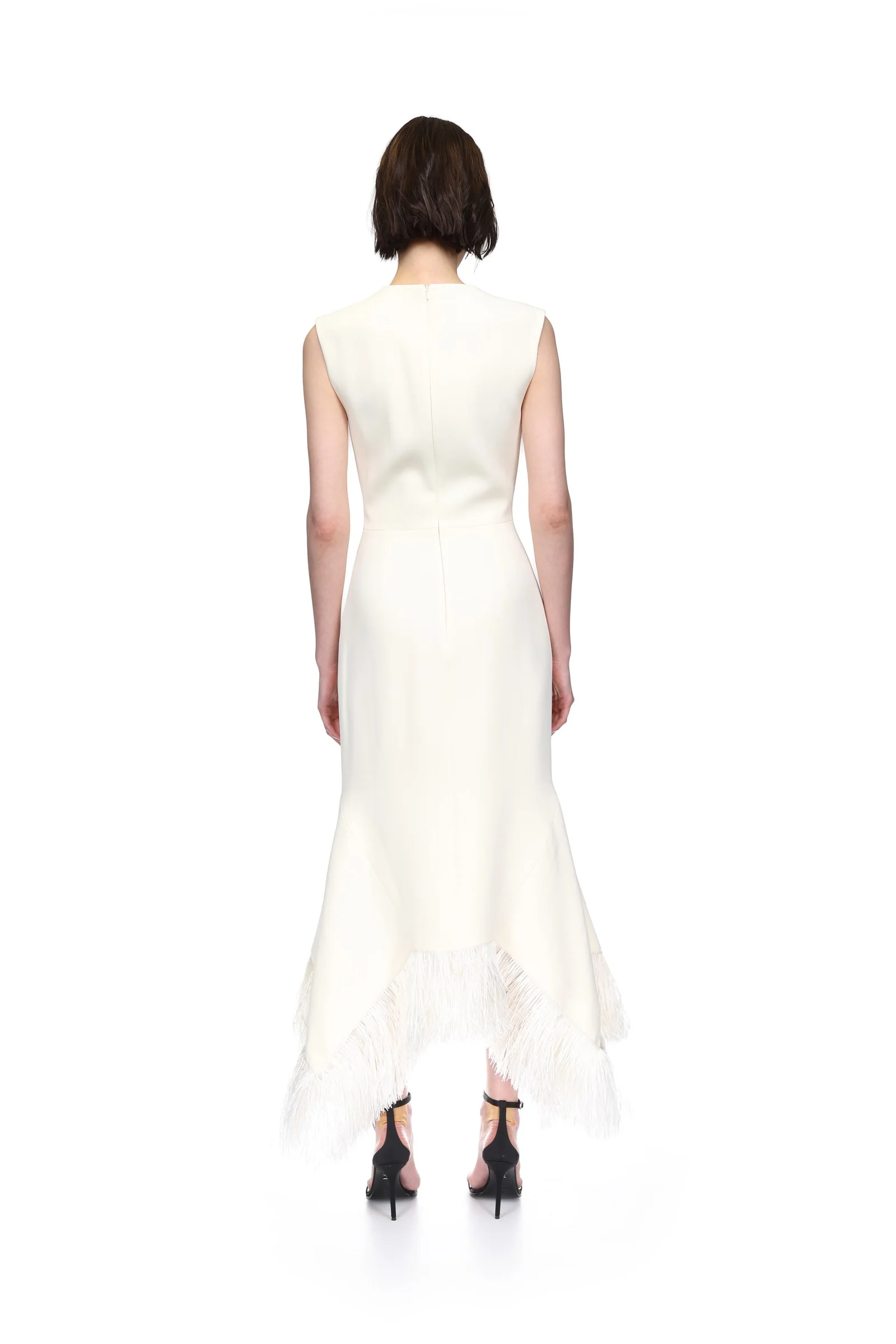 RAFFIA FRINGE AND FLOUNCE HEM MIDI DRESS - Image 5