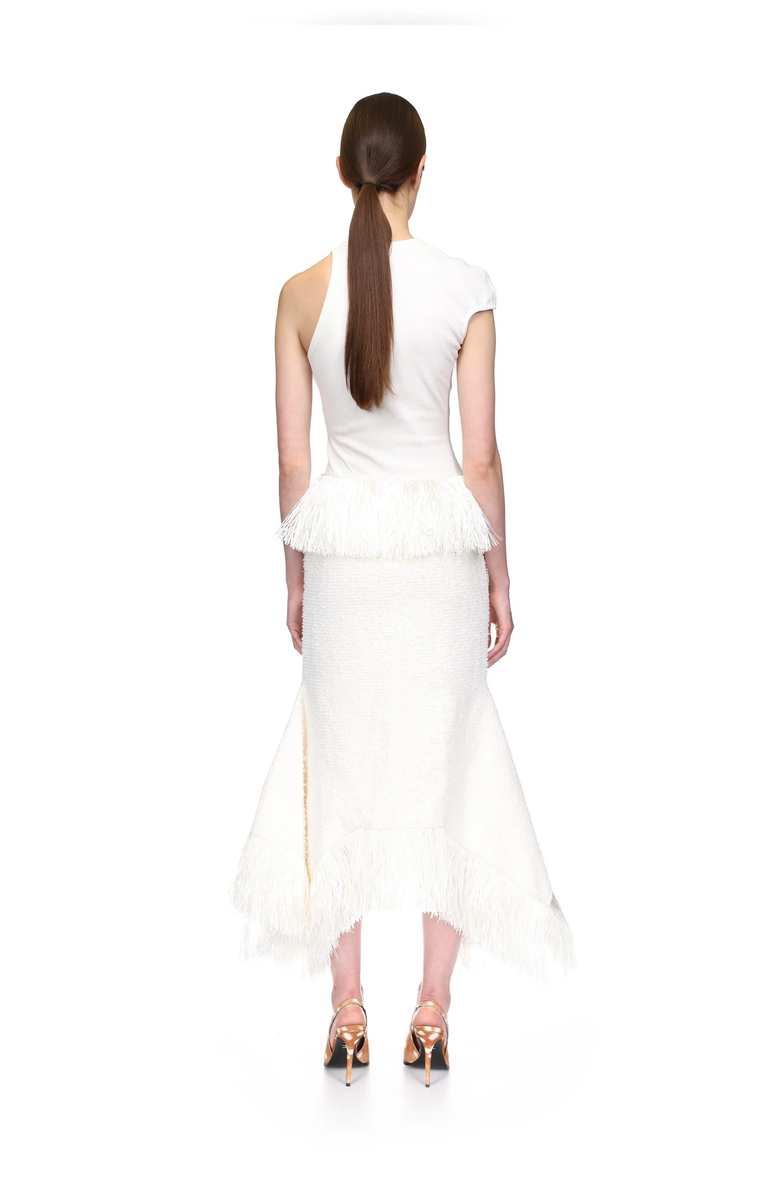 RAFFIA FRINGE TRIM AND BOUCLE MIDI SKIRT - Image 5