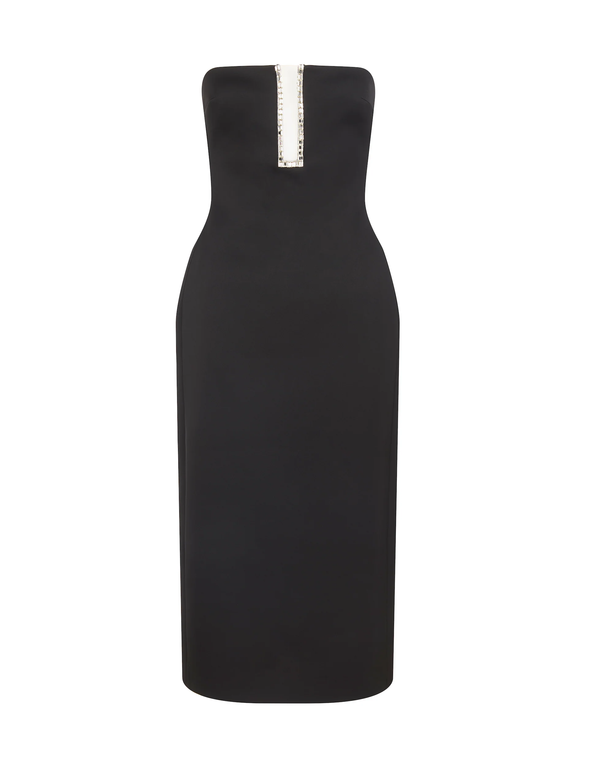 RECTANGLE CRYSTAL EMBROIDERY DETAIL MIDI DRESS
