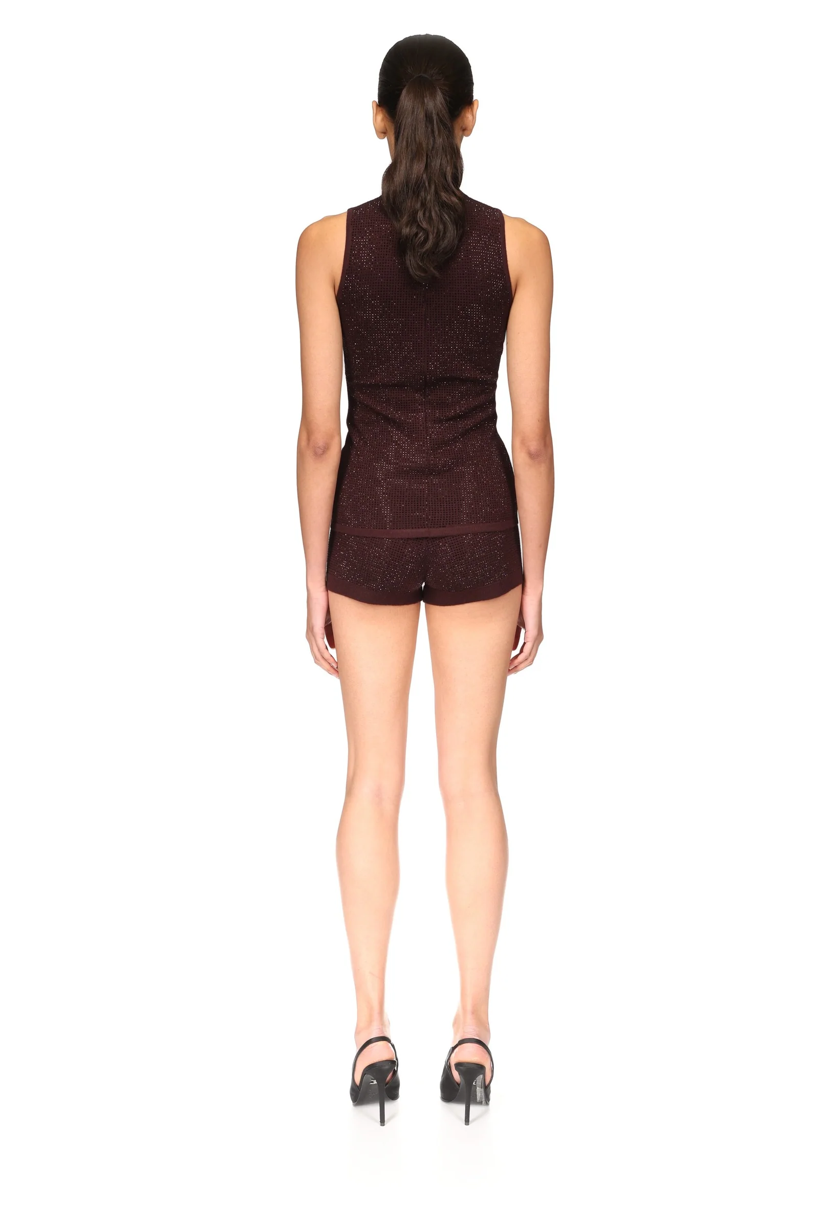 RHINESTONE EMBROIDERED WOOL SHORTS - Image 5