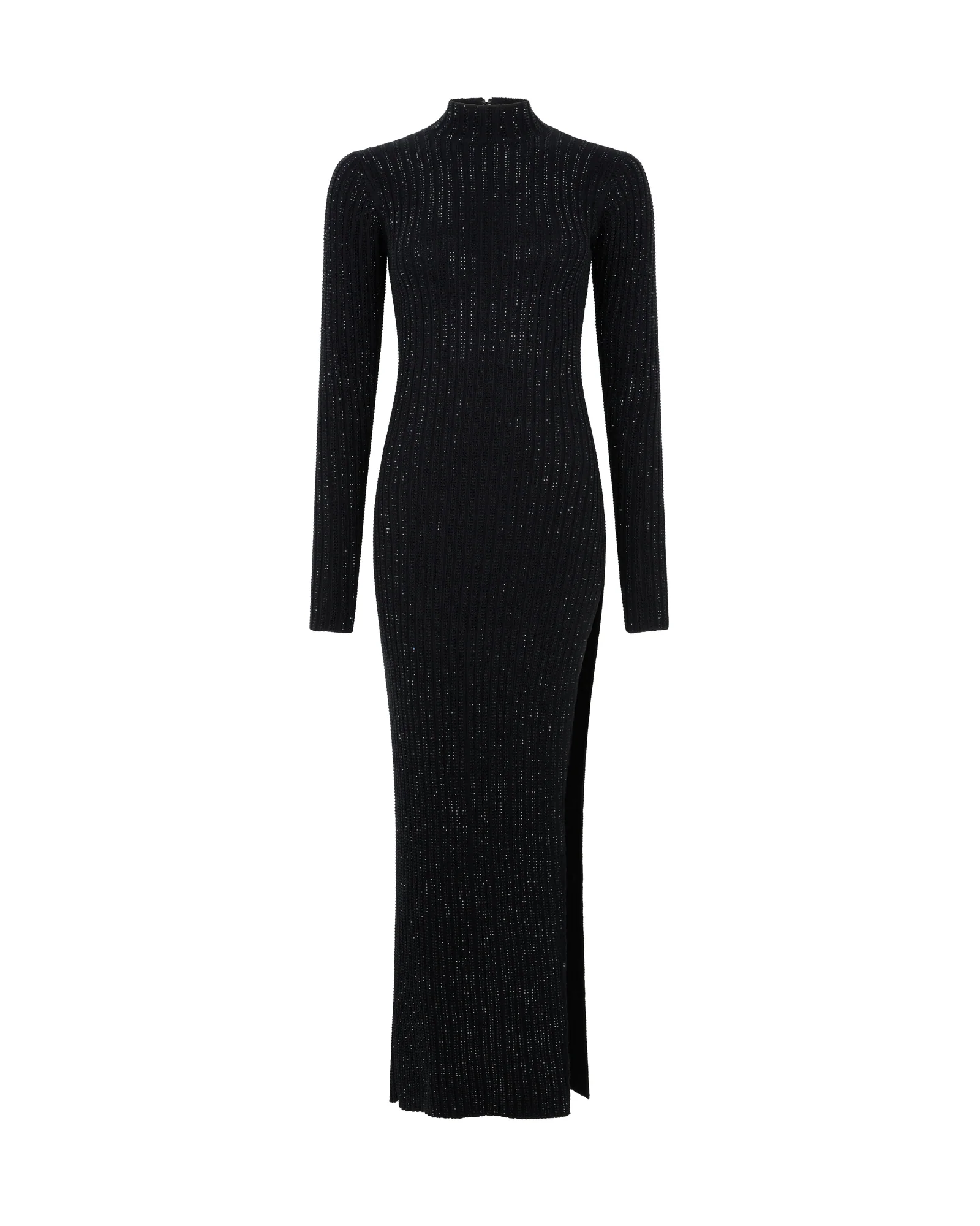 RHINESTONE EMBROIDERED KNITTED MIDI DRESS