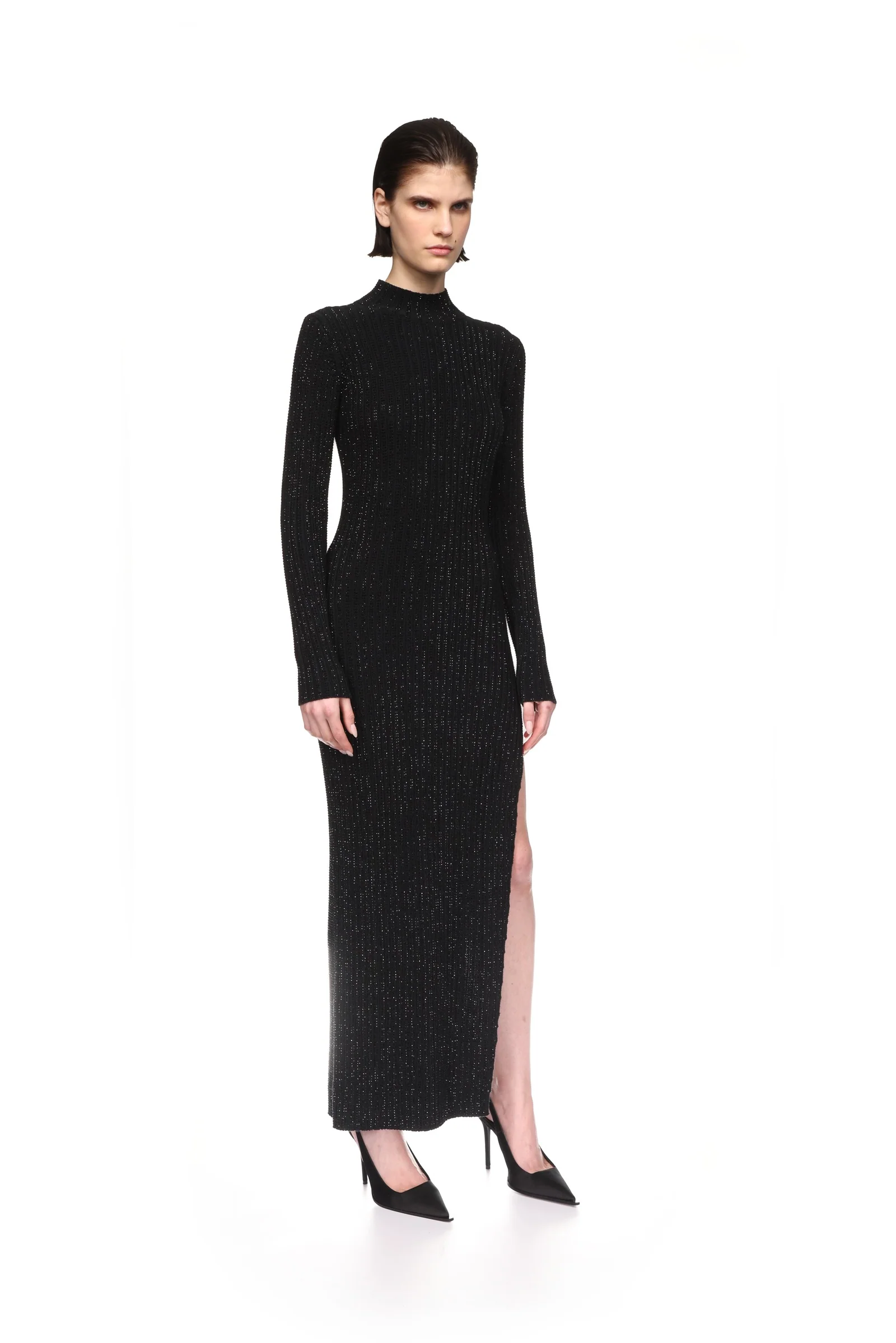 RHINESTONE EMBROIDERED KNITTED MIDI DRESS - Image 4