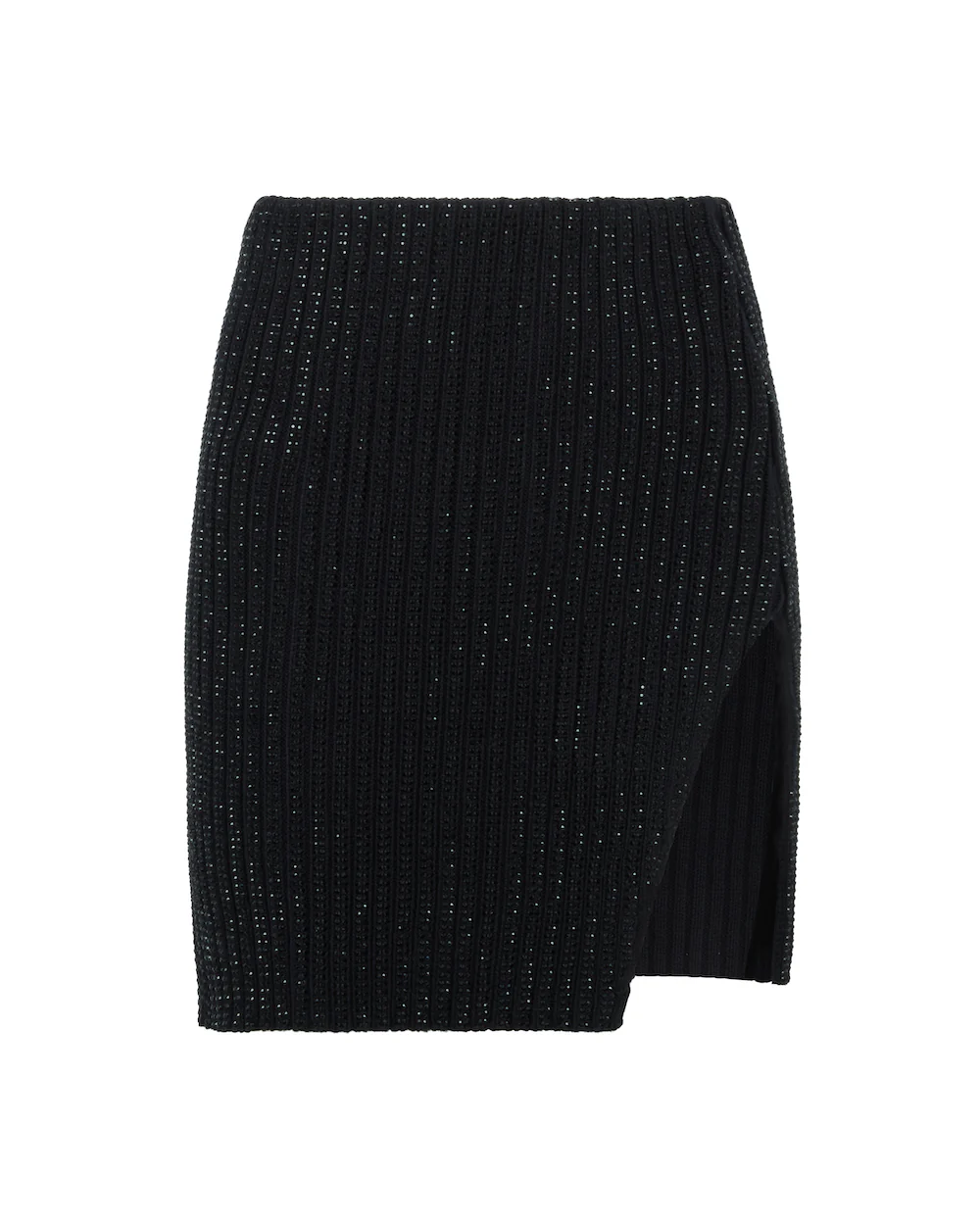 RHINESTONE EMBROIDERED KNITTED SKIRT