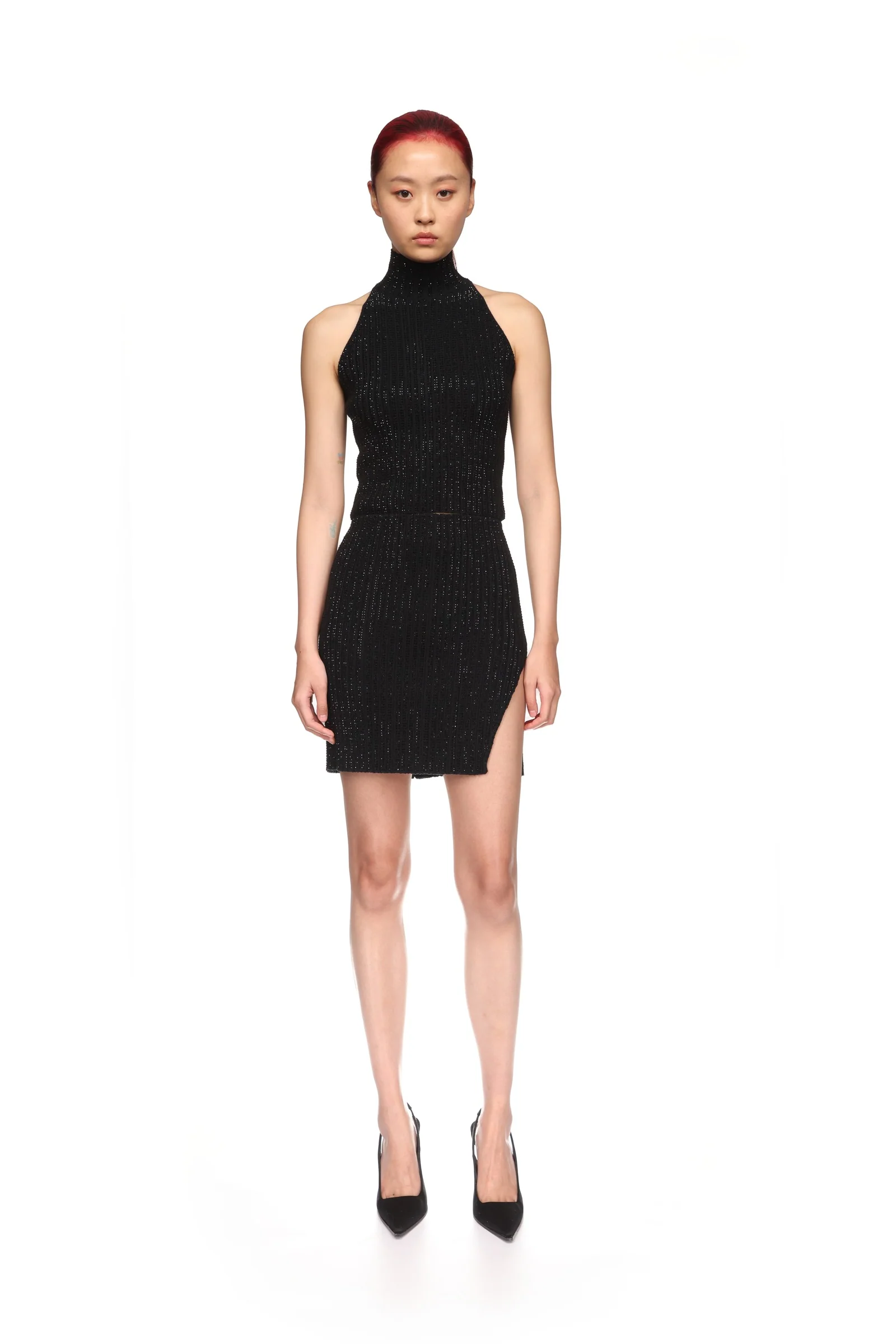 RHINESTONE EMBROIDERED KNITTED SKIRT - Image 2