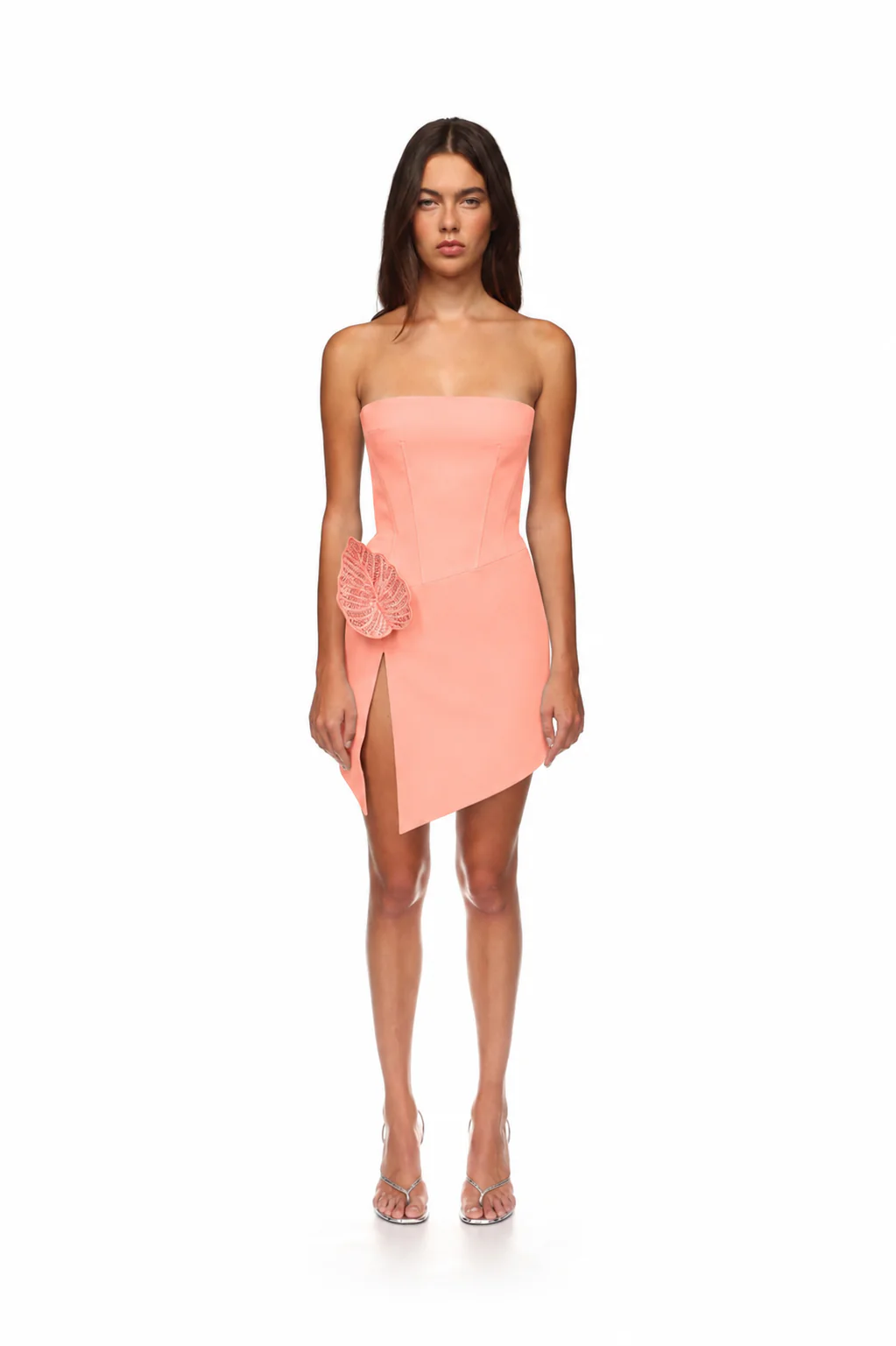 RHINESTONE LEAF AND CORSET TOP MINI DRESS PINK - Image 2