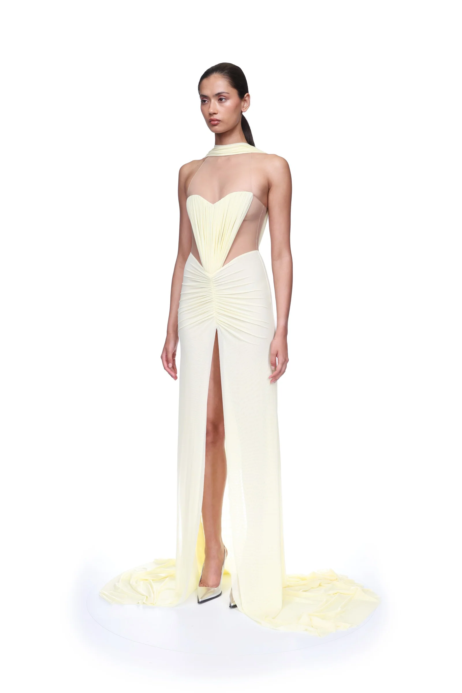 RUCHED TOP AND SCARF DETAIL GOWN - Image 3