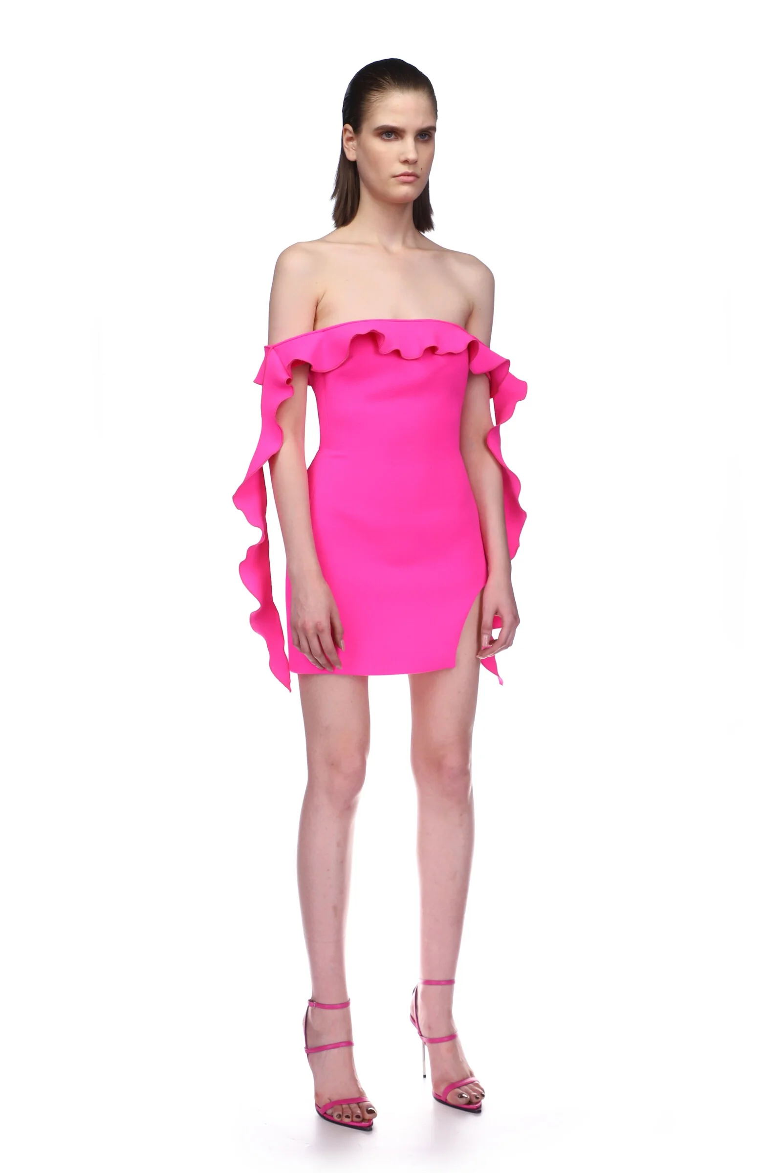 OFF SHOULDER RUFFLE MINI DRESS - Image 4