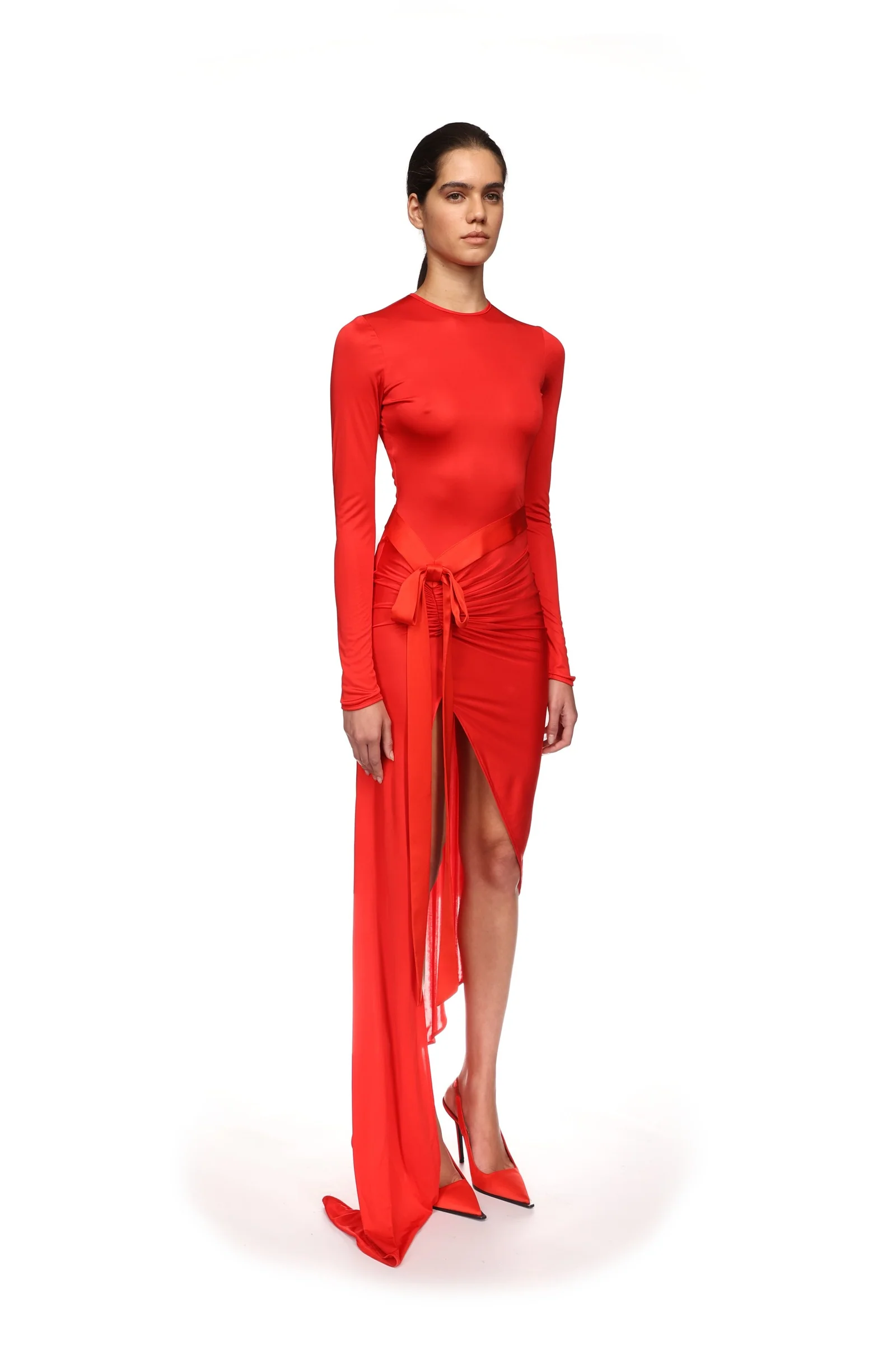 ASYMMETRIC DRESS WITH SATIN BOW - Image 4