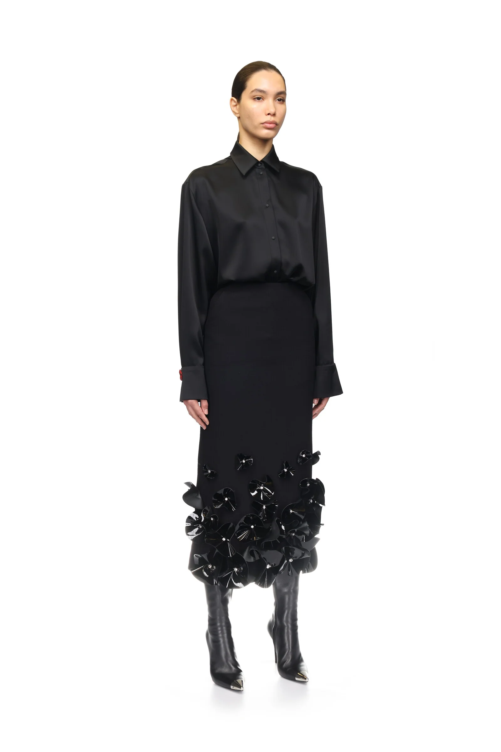 LIP EMBROIDERY SATIN SHIRT - Image 5