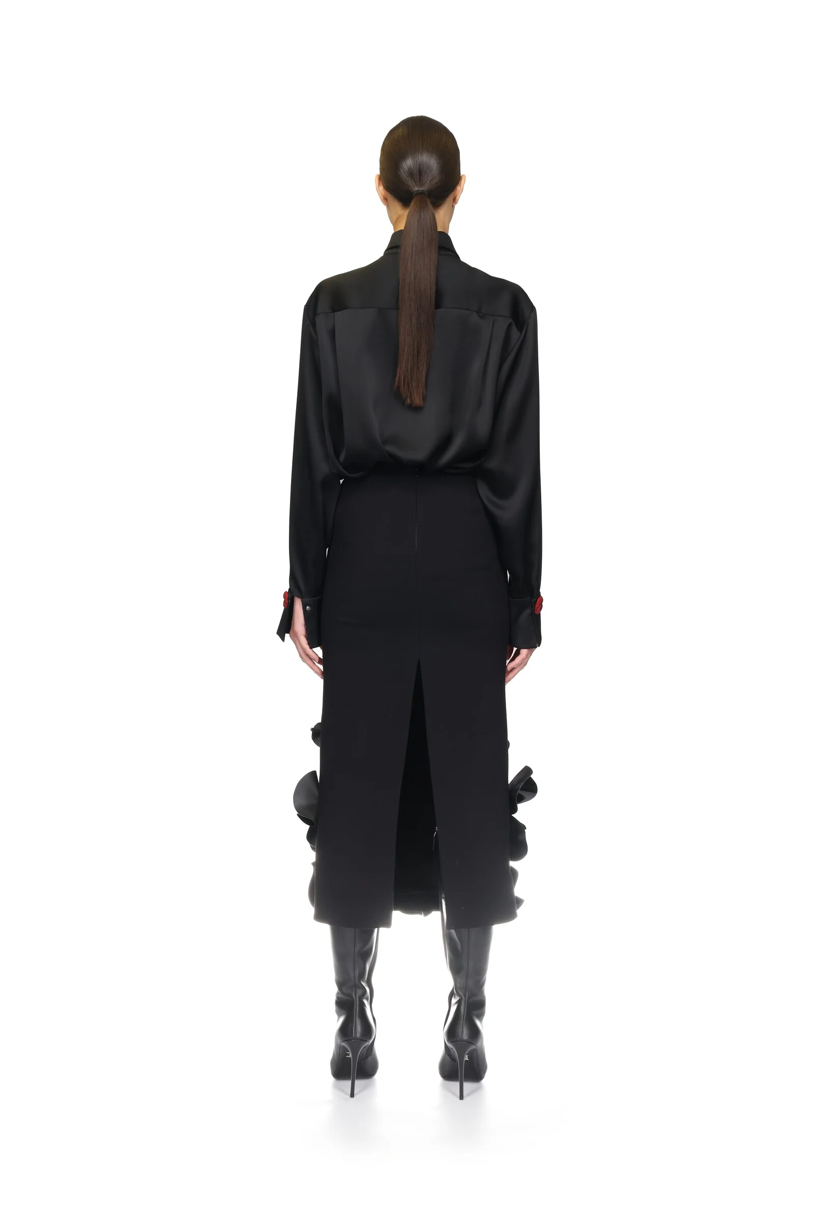 LIP EMBROIDERY SATIN SHIRT - Image 6