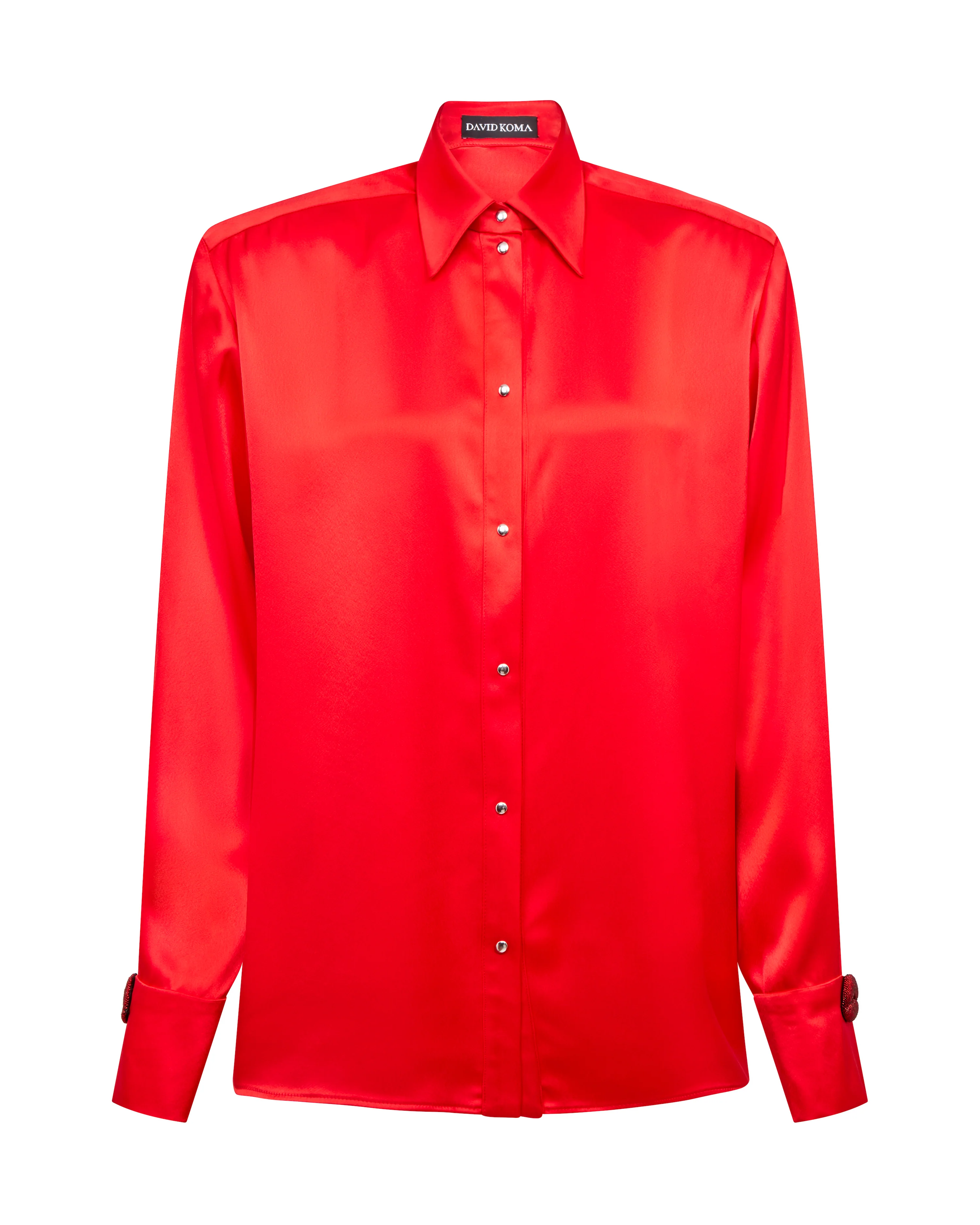 LIP EMBROIDERY SATIN SHIRT - Image 7