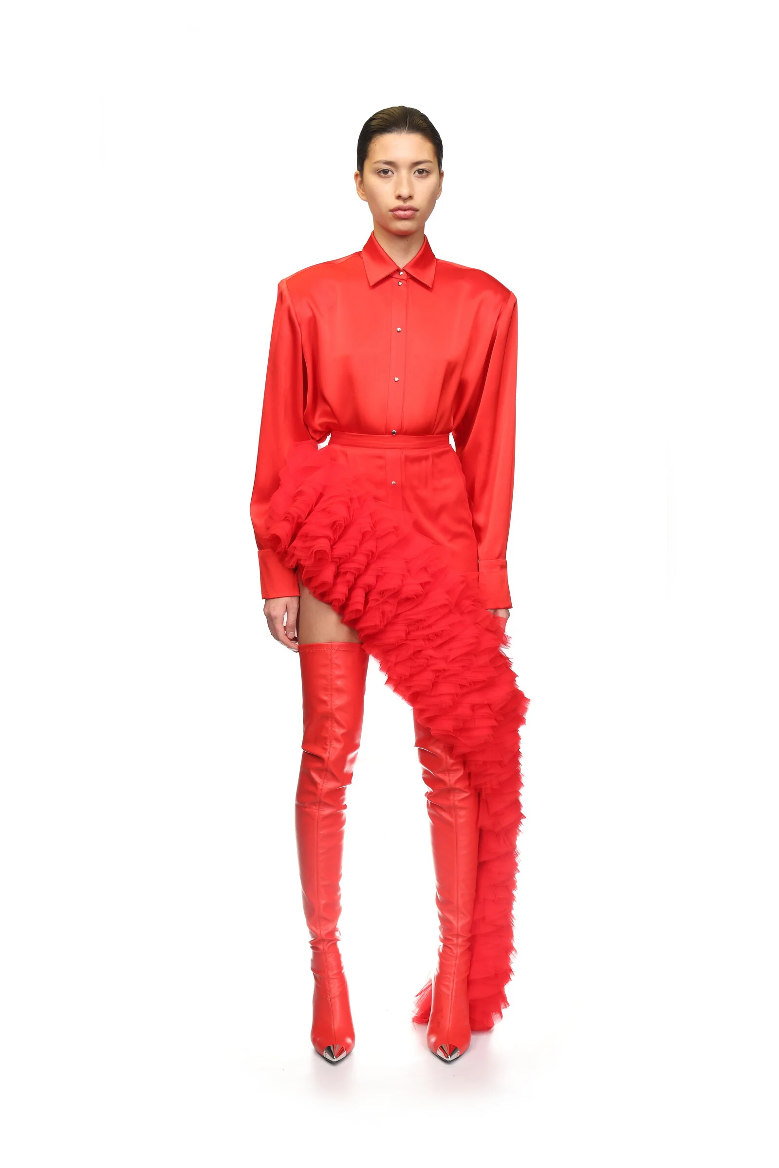 LIP EMBROIDERY SATIN SHIRT - Image 8