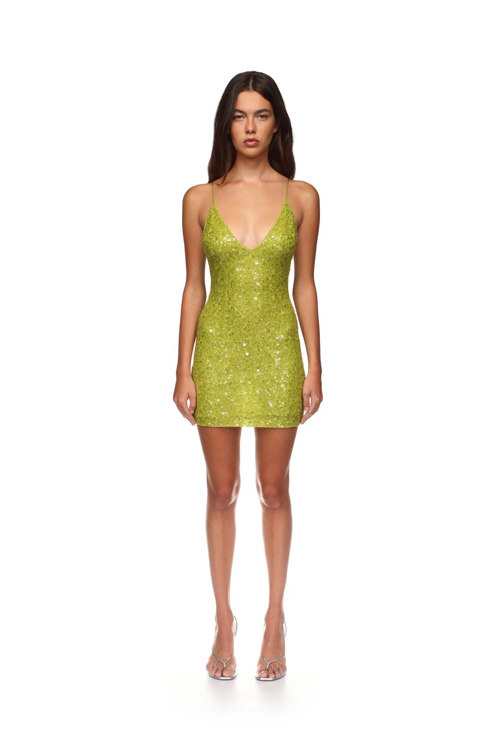 SEQUIN MINI DRESS IN GREEN - Image 2
