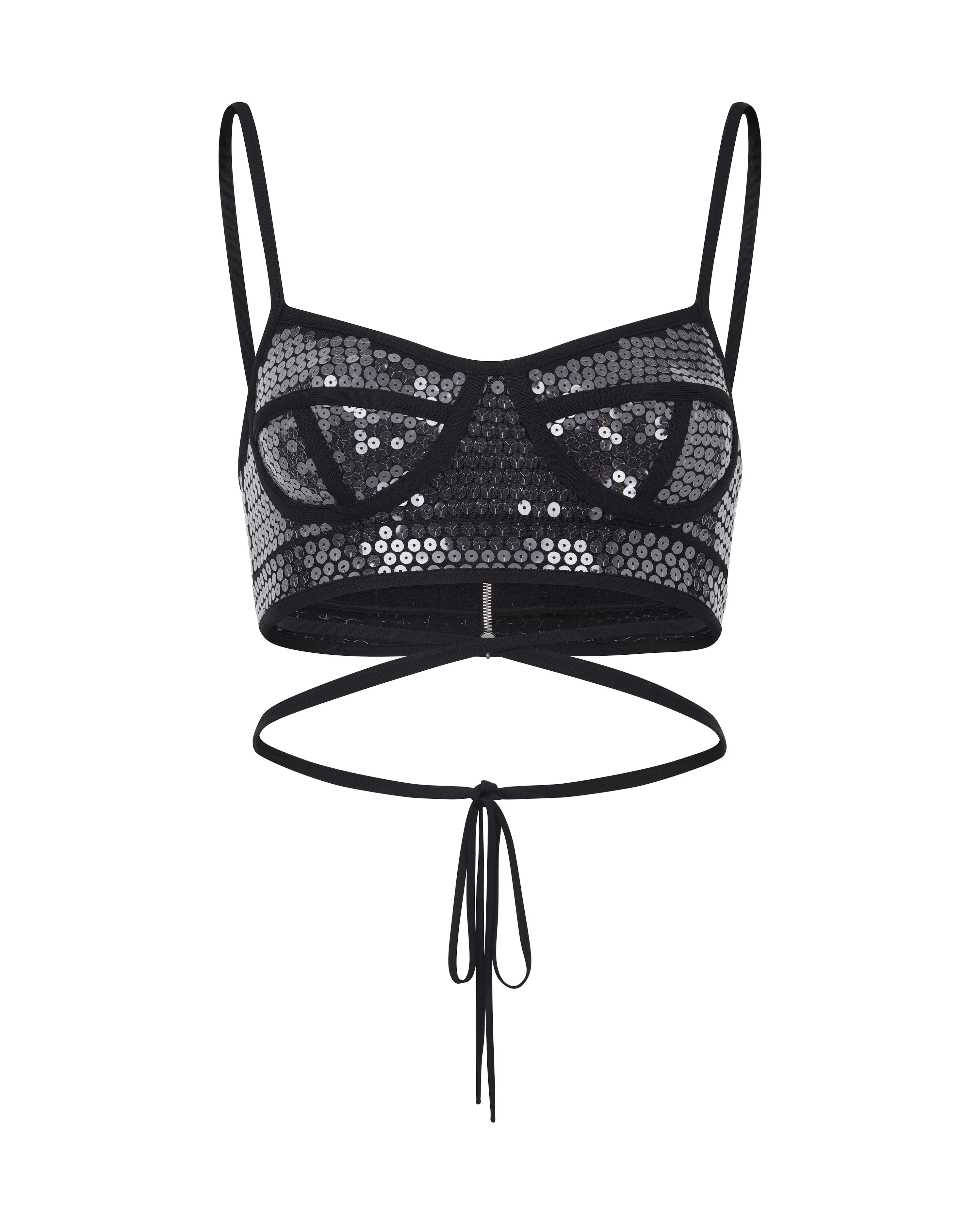 KNITTED SEQUIN CROPPED TOP