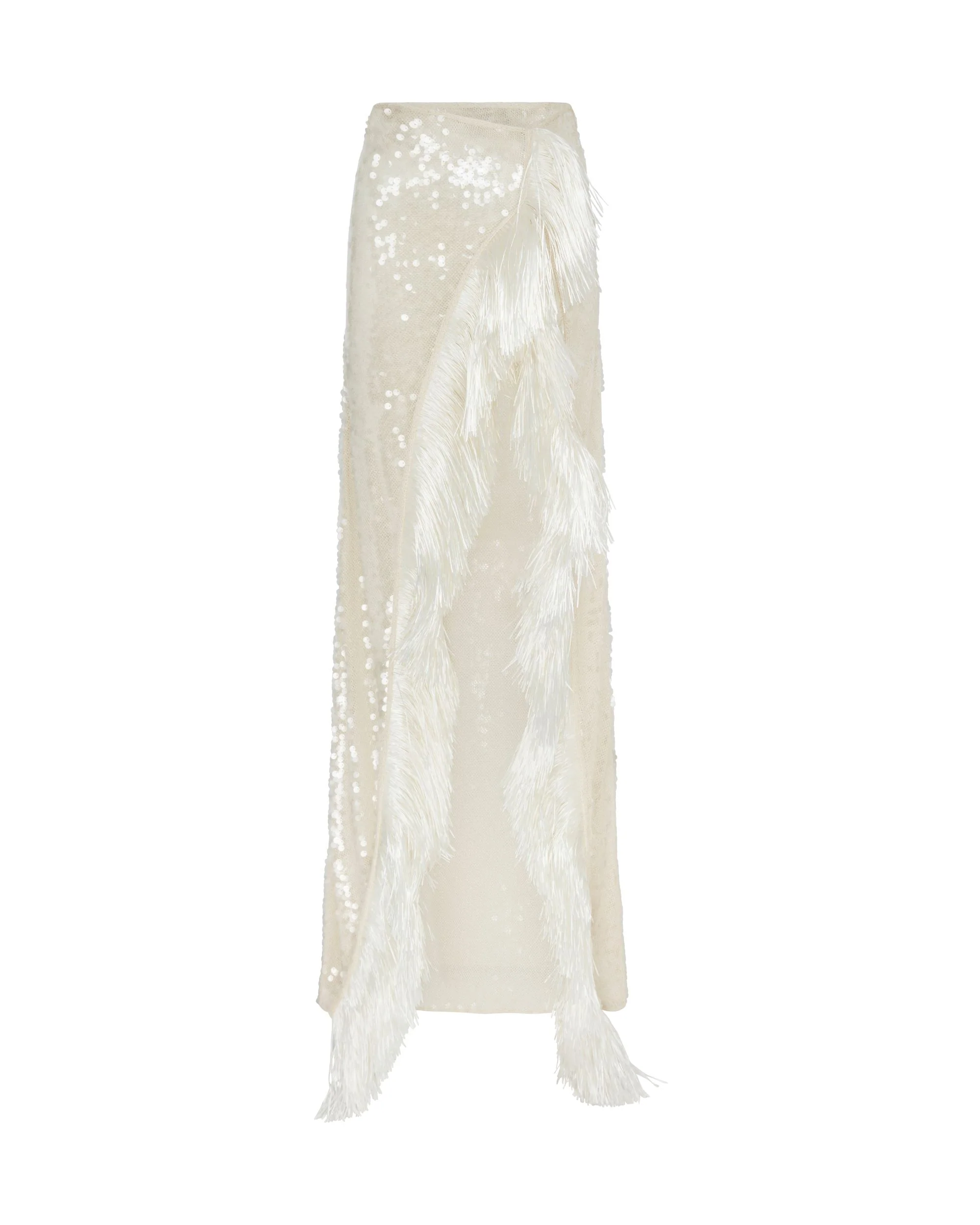 RAFFIA FRINGE WRAP MAXI SKIRT