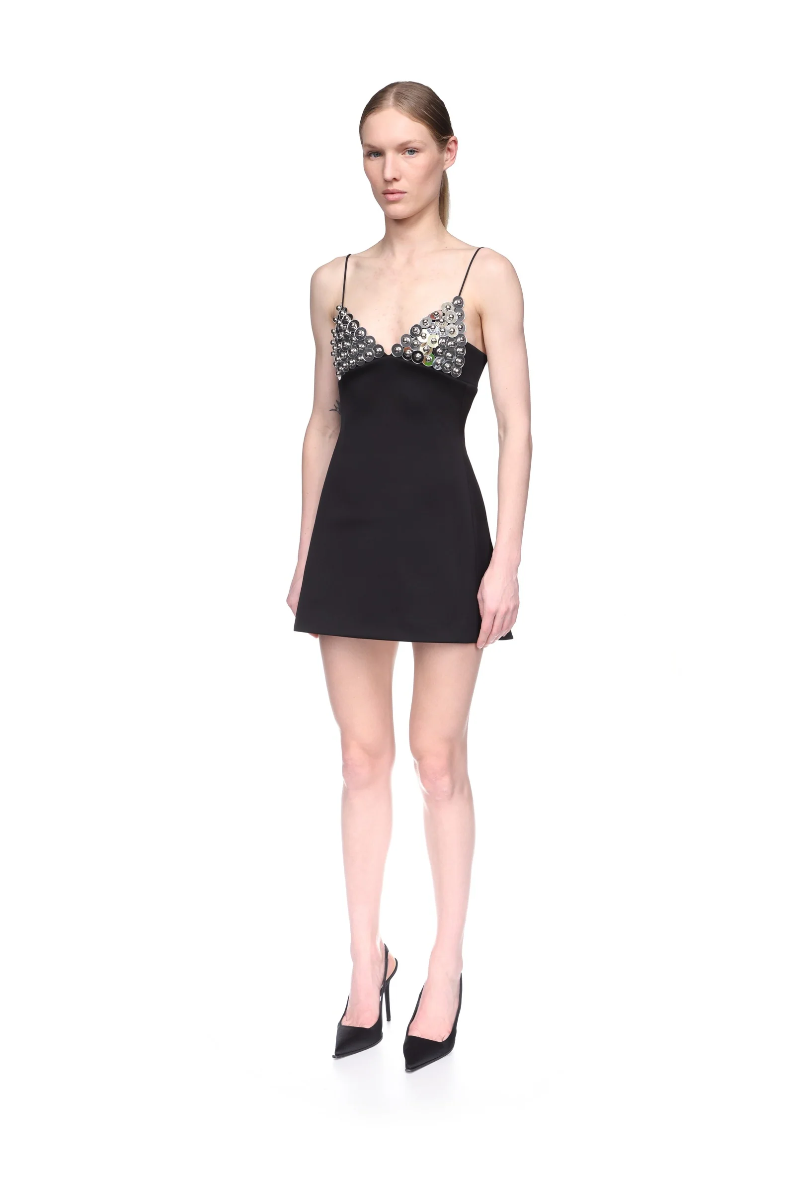 SILVER SPHERE EMBROIDERY CAMI MINI DRESS - Image 3