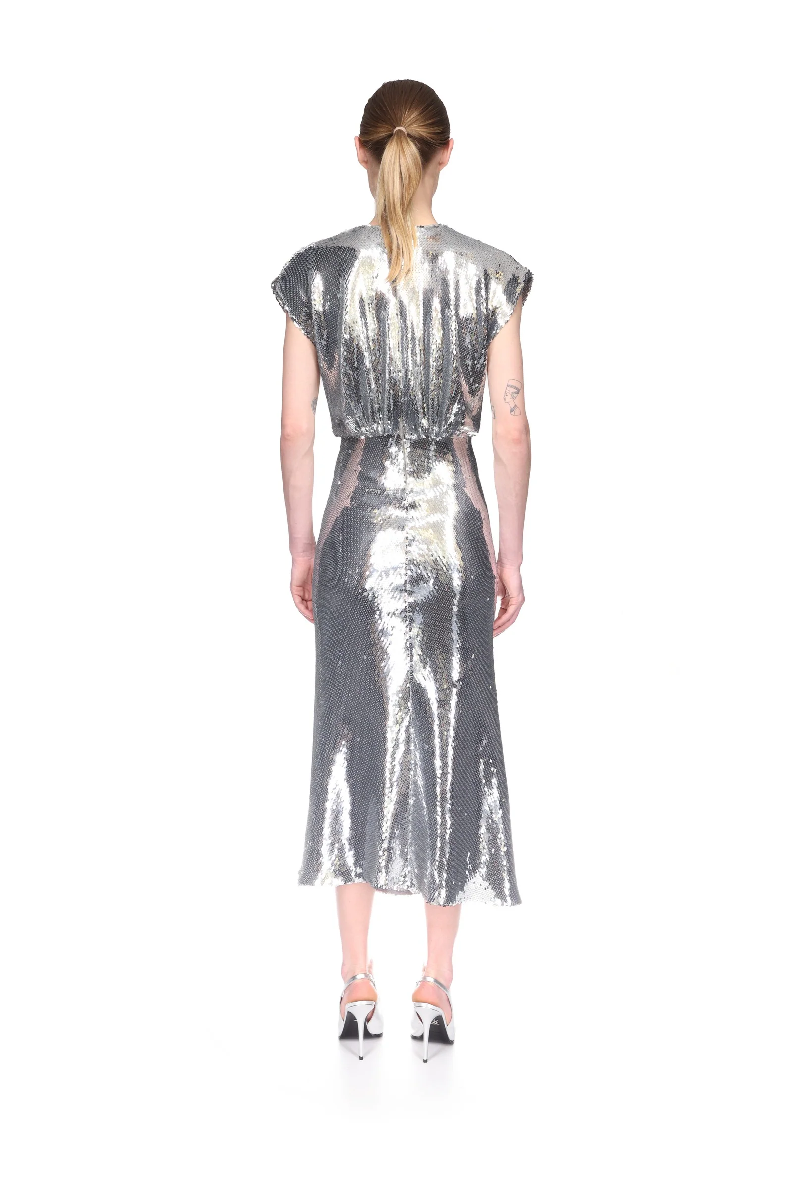 SLEEVELESS BLOUSON SEQUIN MIDI DRESS - Image 5