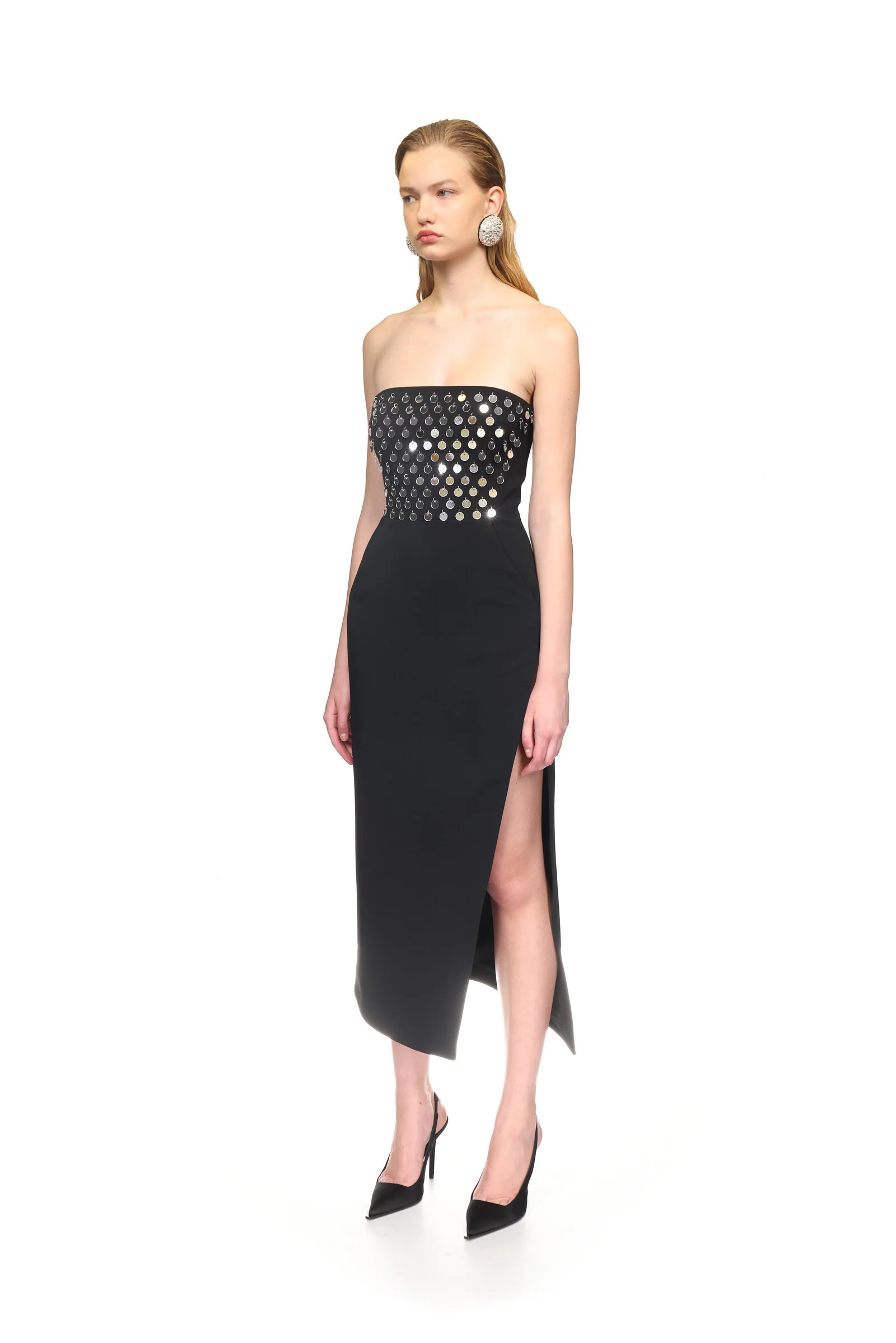 PLEXI MIRROR EMBROIDERED STRAPLESS DRESS - Image 3